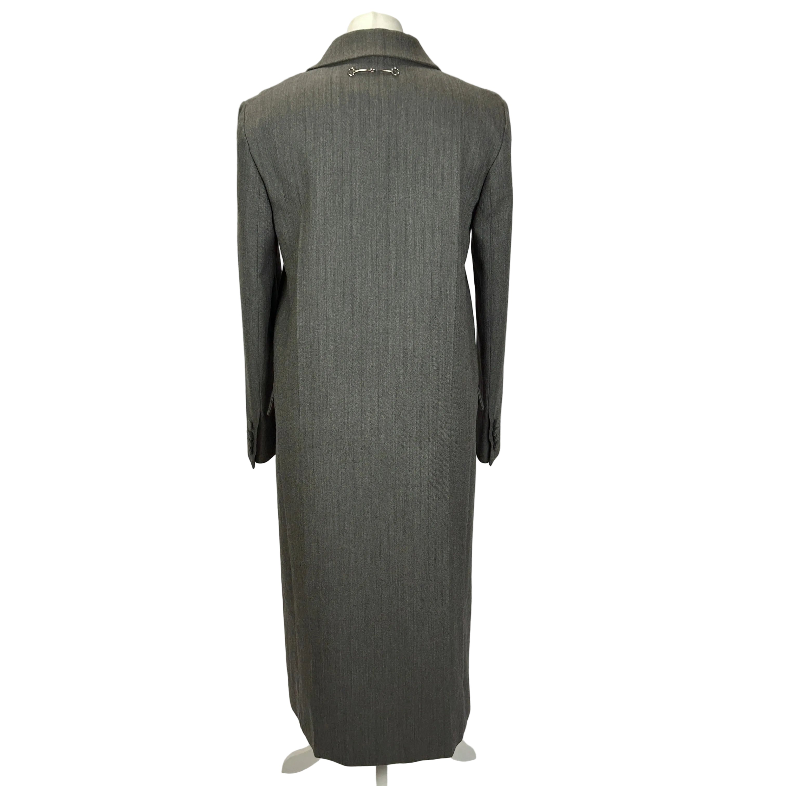 Gucci Grey Pinstripe Wool Double Breasted Coat XXS
