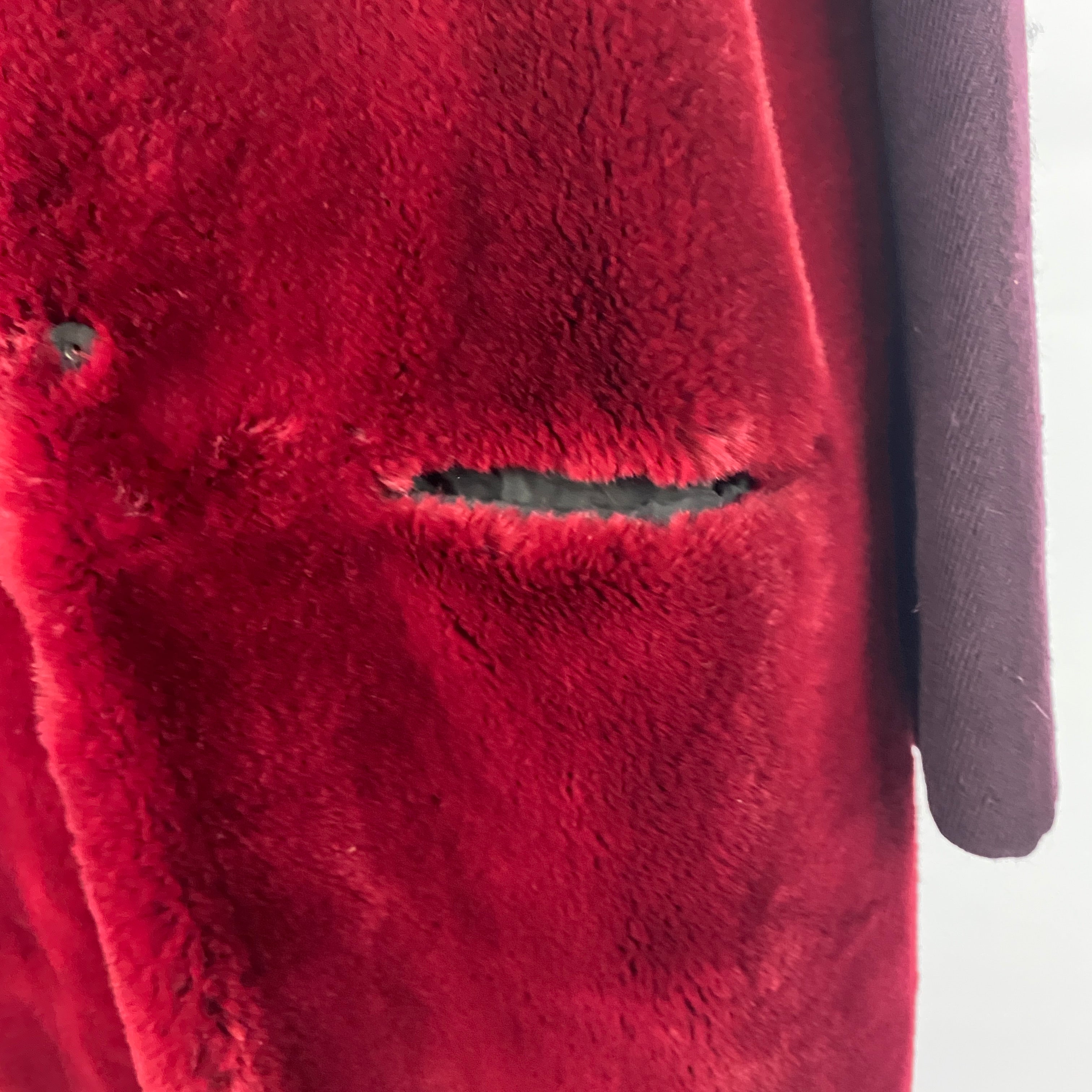 Forte_Forte £1200 Plum & Claret Faux Fur Coat S