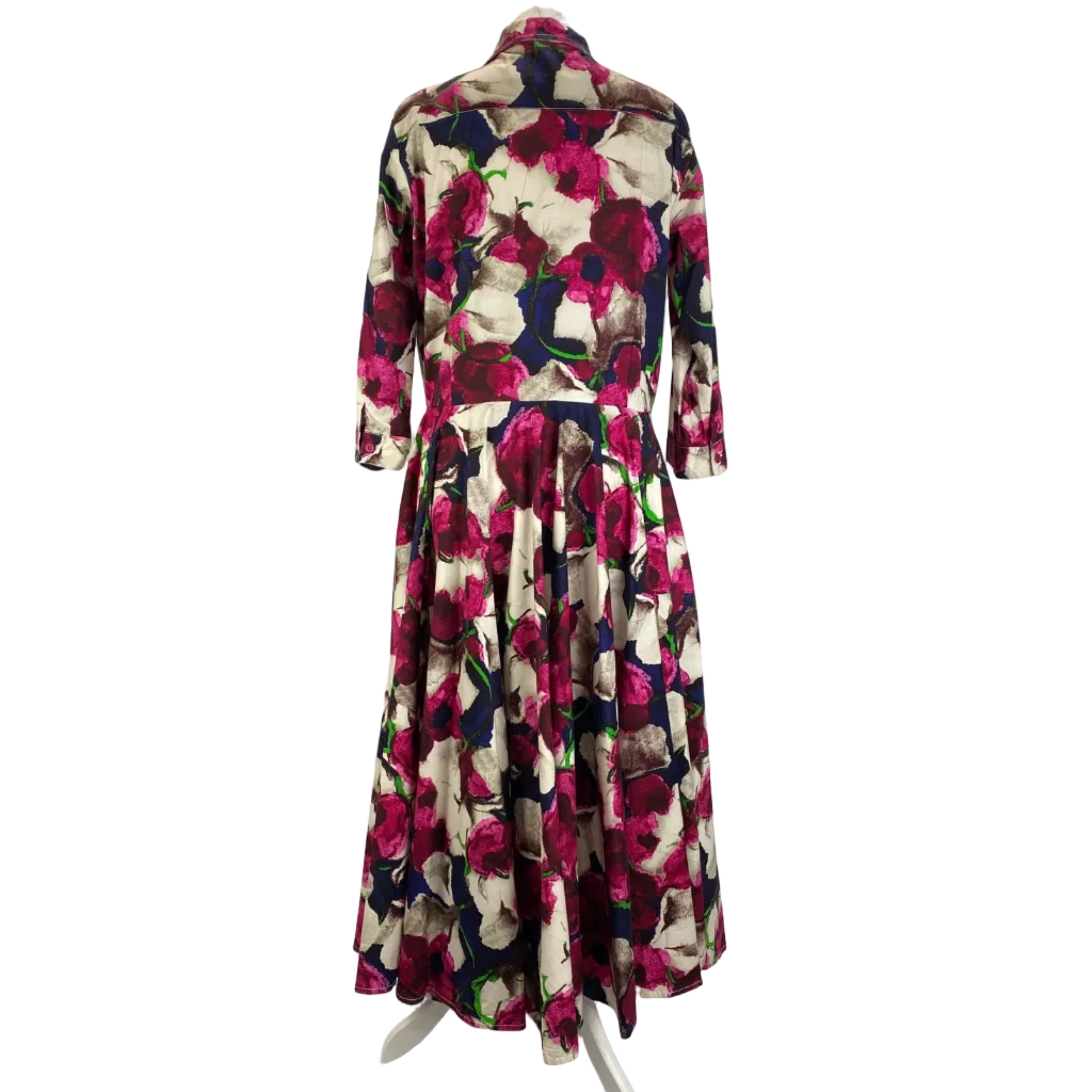 Samantha Sung £1450 Pink Beige Aster Floral Shirt Dress XL