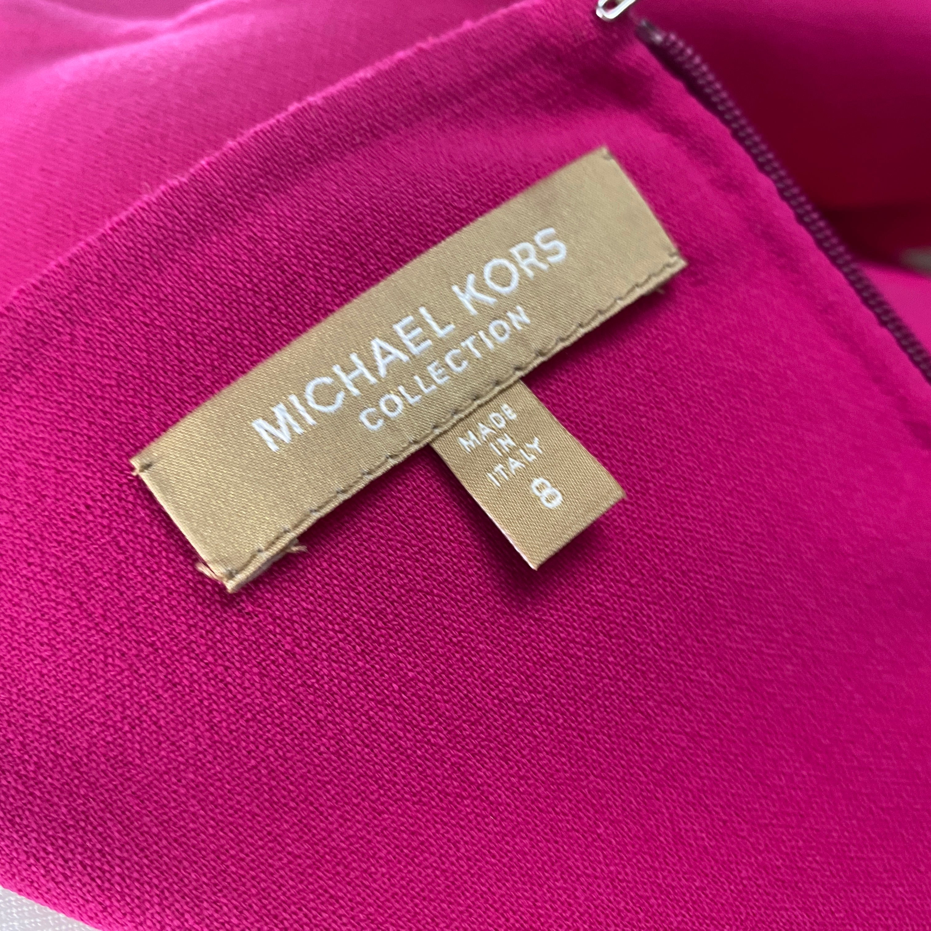 Michael Kors New £1790 Fuchsia Wool Midi Dress M