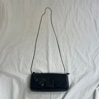 Dries Van Noten Black Frilled Leather Evening Bag