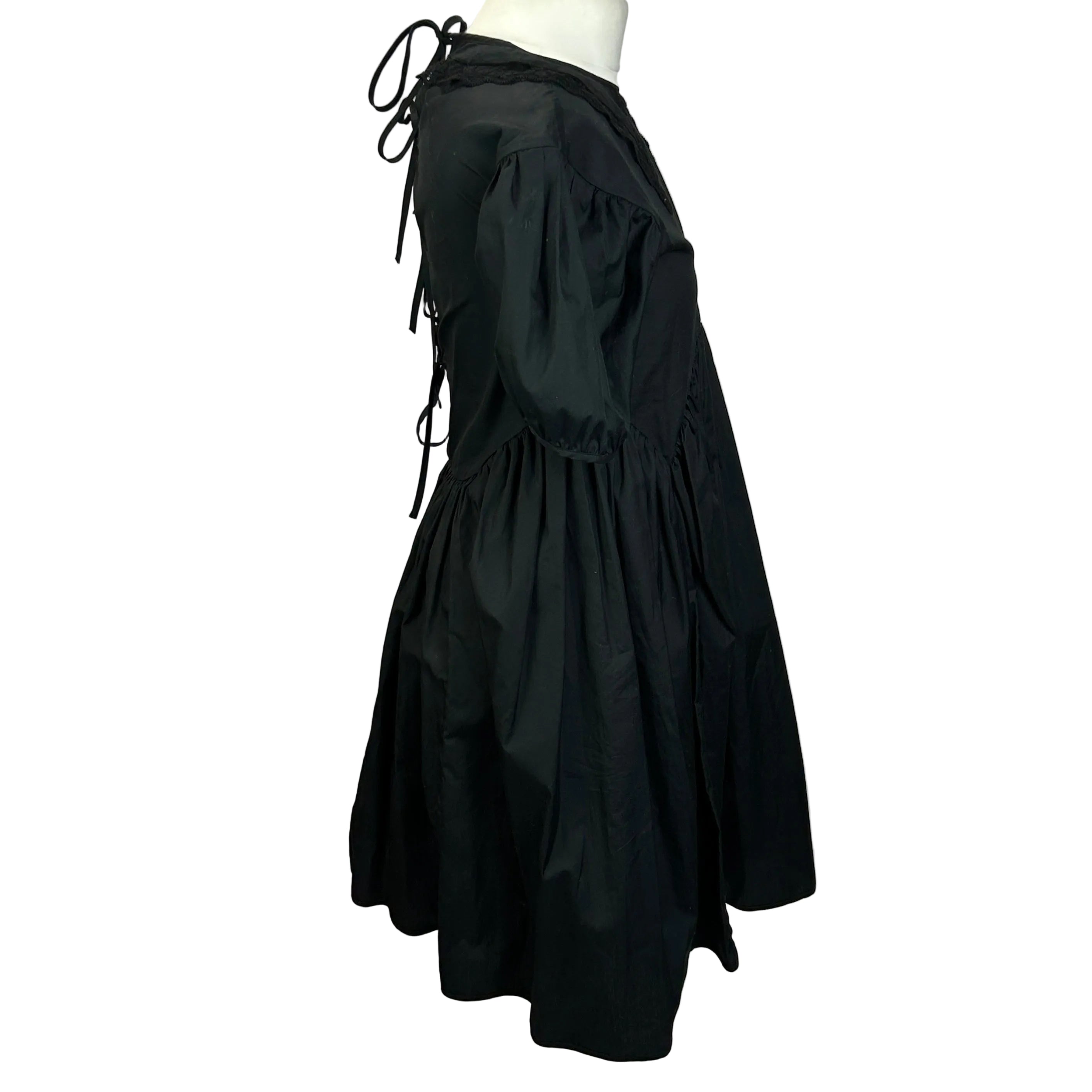 Cecilie Bahnsen New £850 Black Poplin Cotton Pilgrim Dress XXS