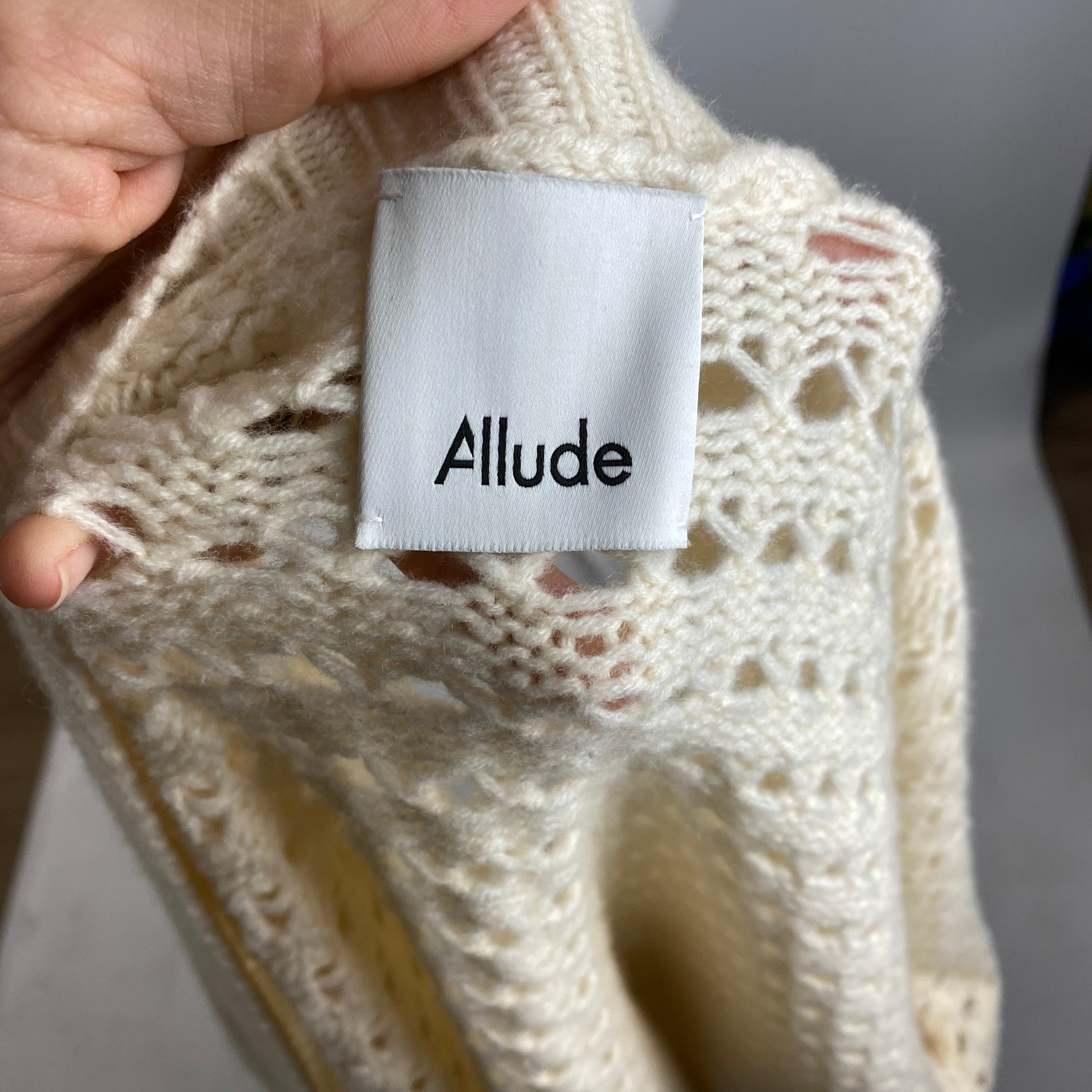 Allude New £355 Cream Cashmere Mix Longline Cardigan M