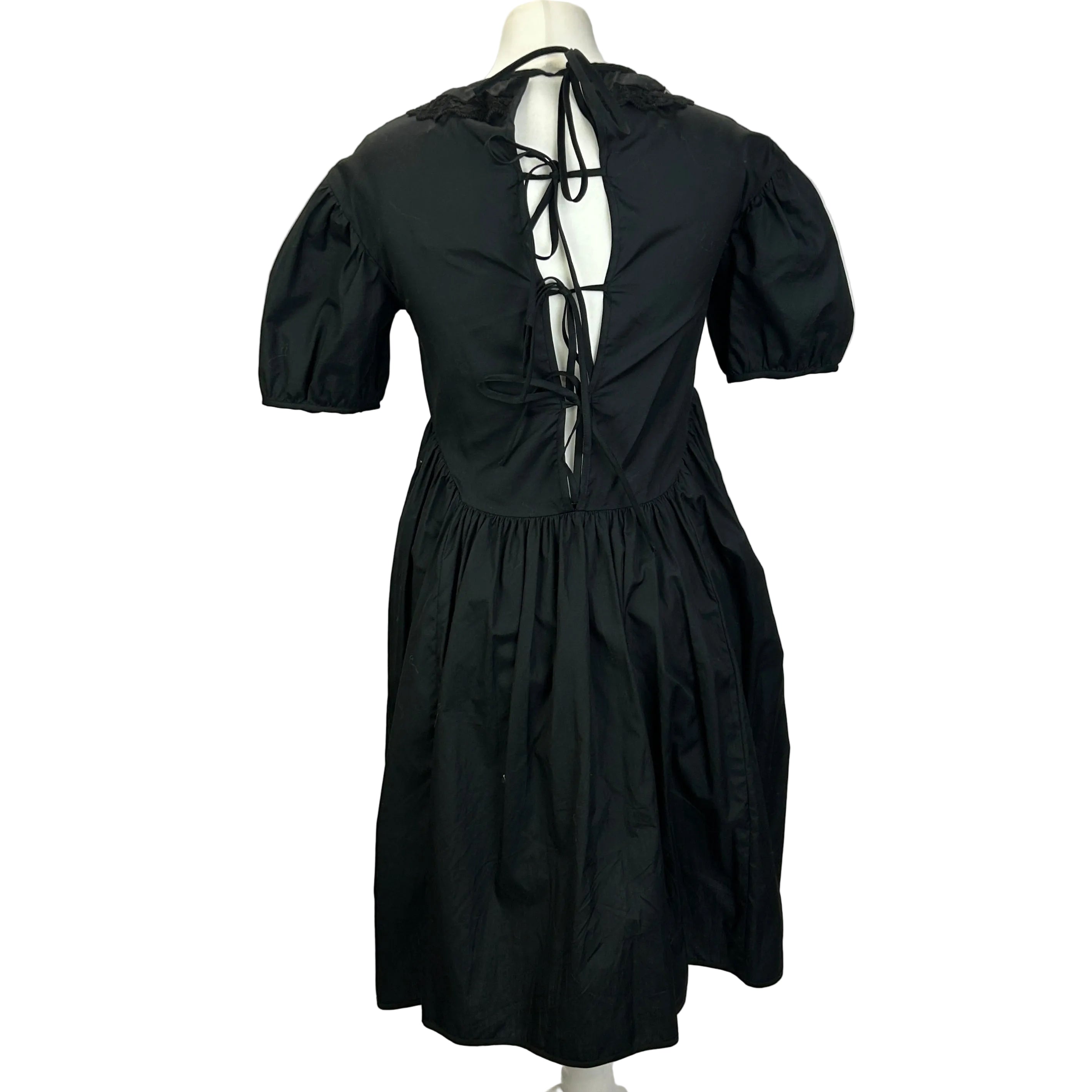 Cecilie Bahnsen New £850 Black Poplin Cotton Pilgrim Dress XXS