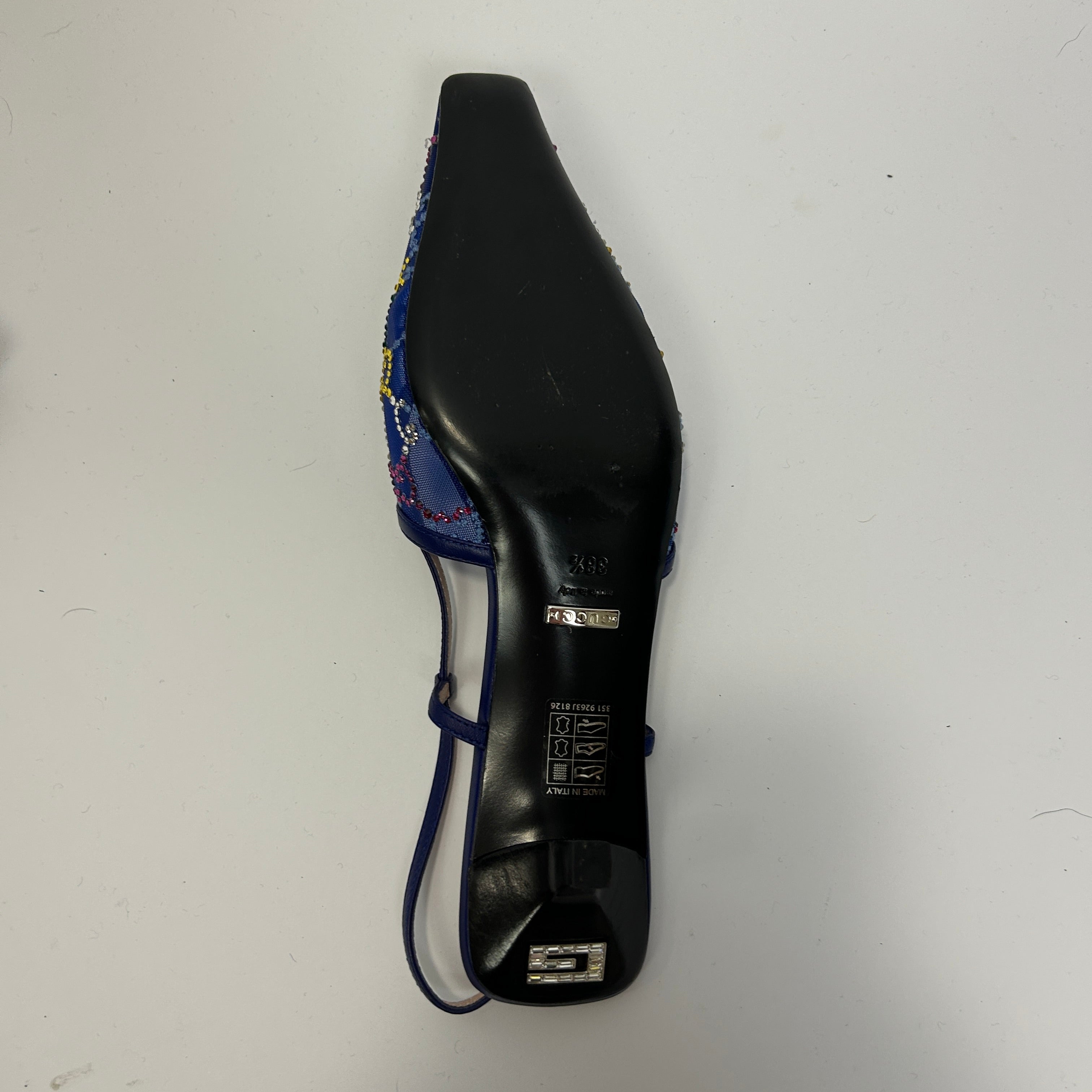 Gucci £845 Blue GG Crystal Slingback Heels 38.5