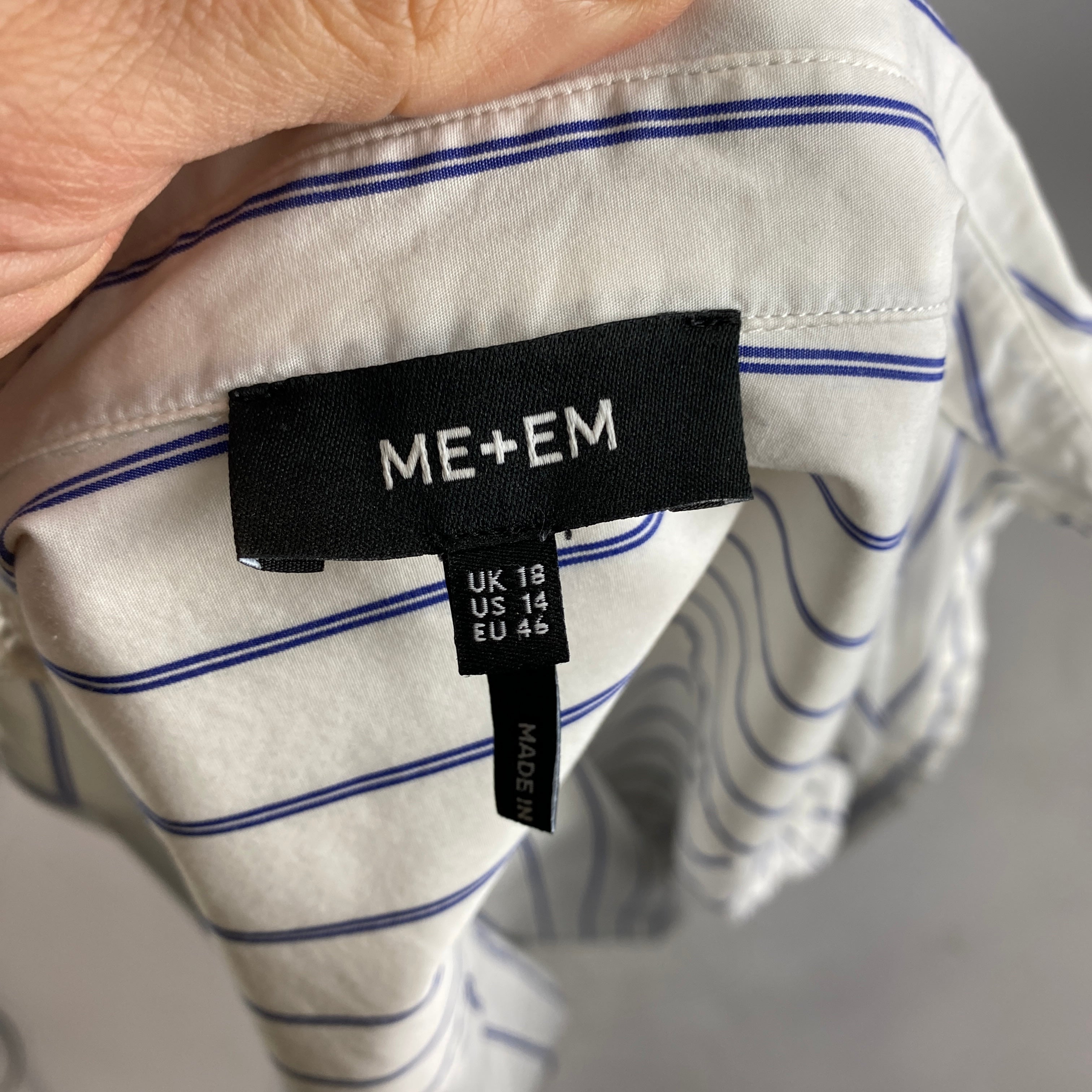 Me&Em New White & Blue Stripe Poplin Shirt XXL