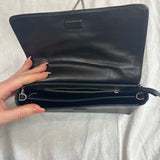 Dries Van Noten Black Frilled Leather Evening Bag