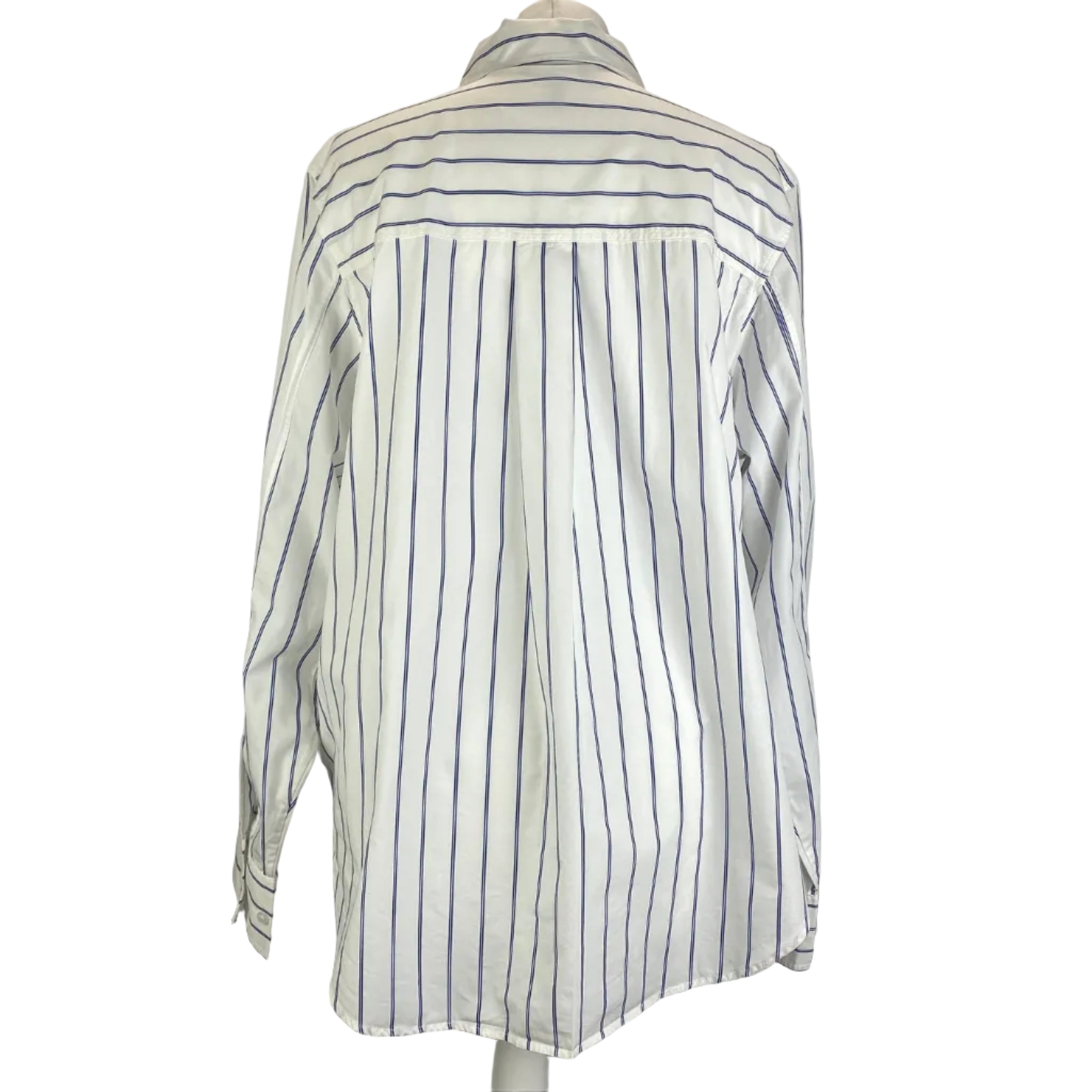 Me&Em New White & Blue Stripe Poplin Shirt XXL