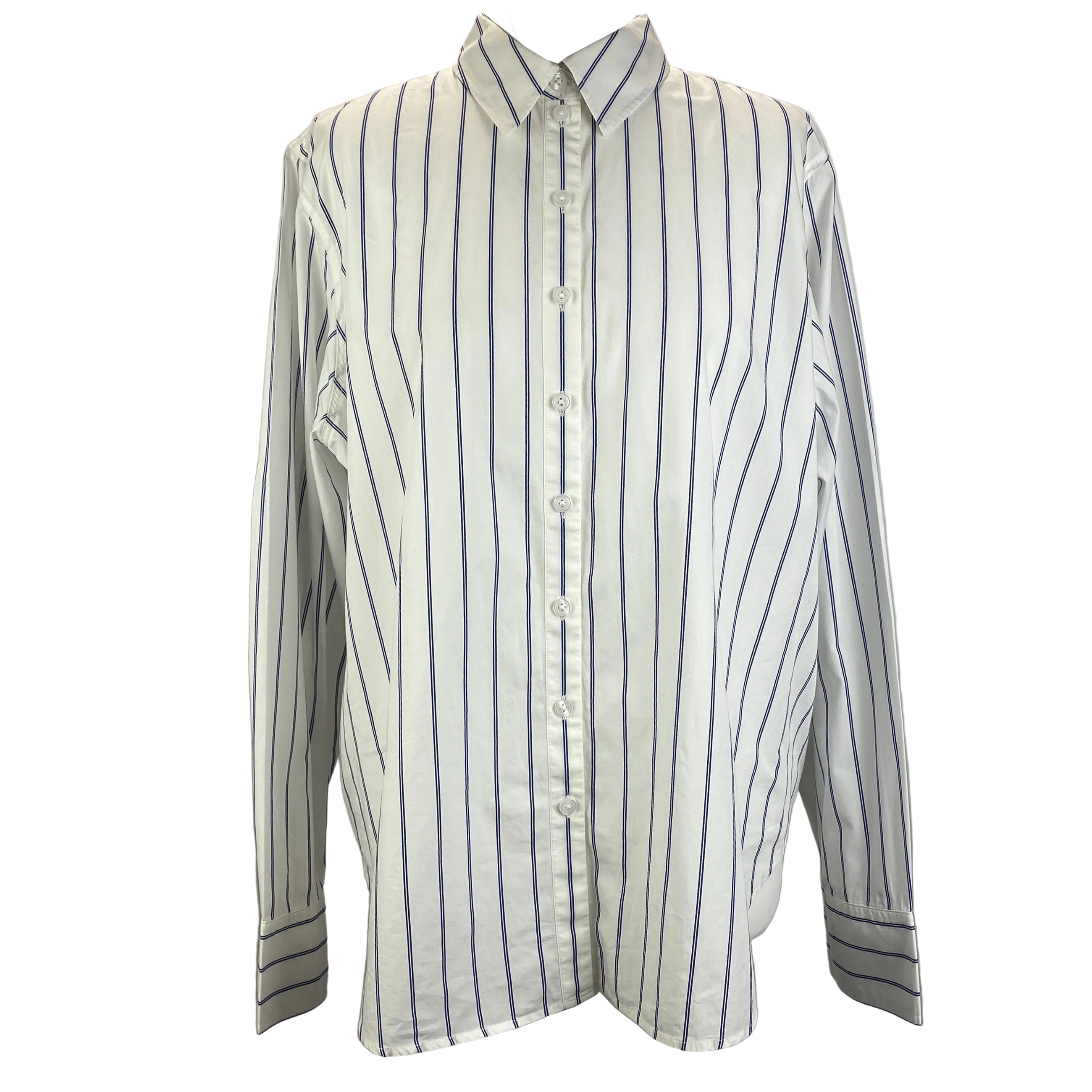 Me&Em New White & Blue Stripe Poplin Shirt XXL