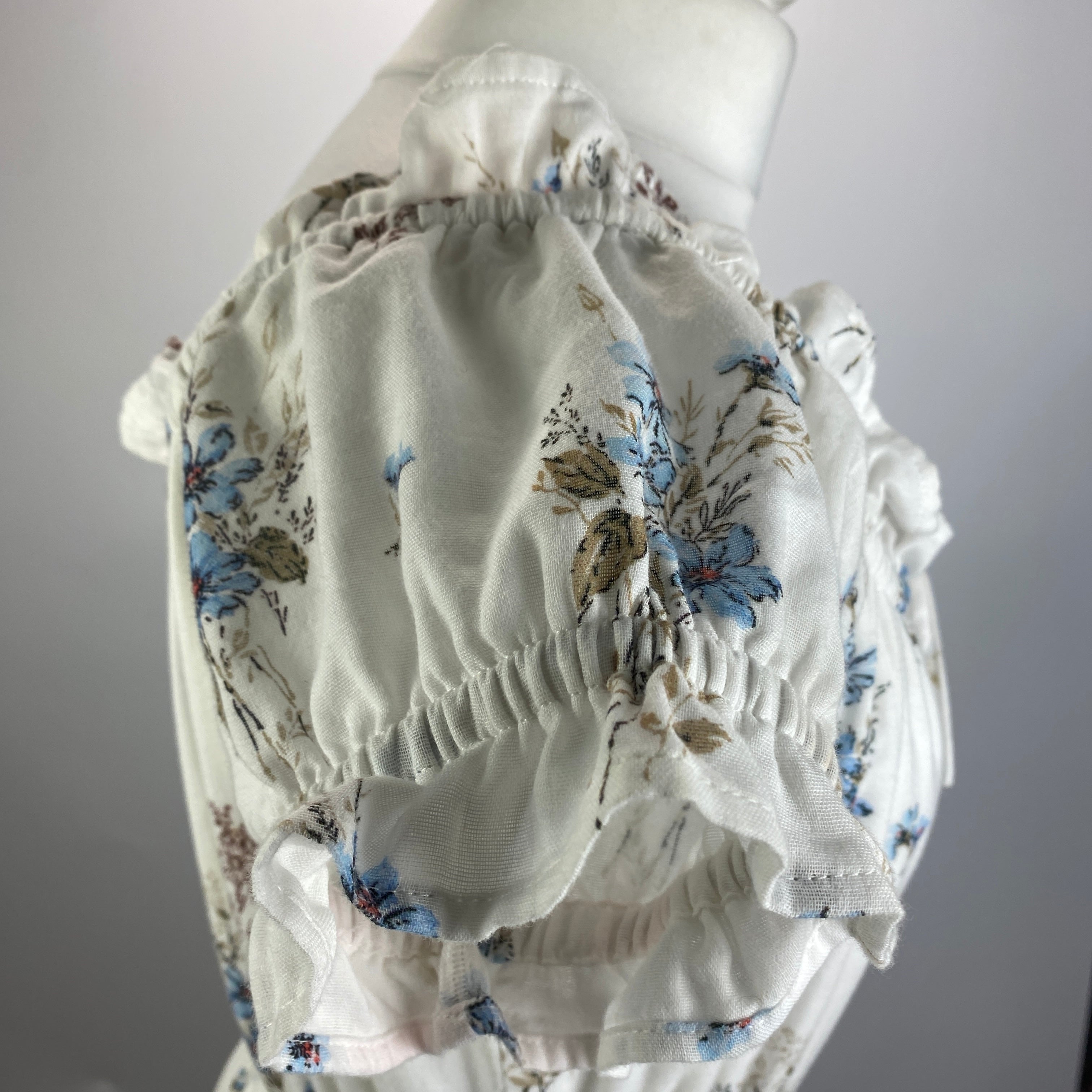 Meadows New £235 Ecru & Blue Floral Jersey Maxi Dress M