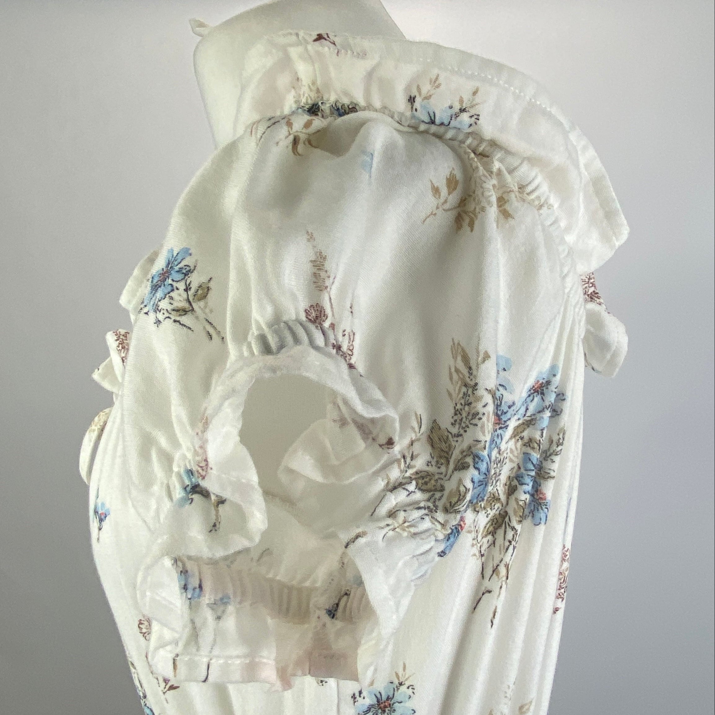 Meadows New £235 Ecru & Blue Floral Jersey Maxi Dress M
