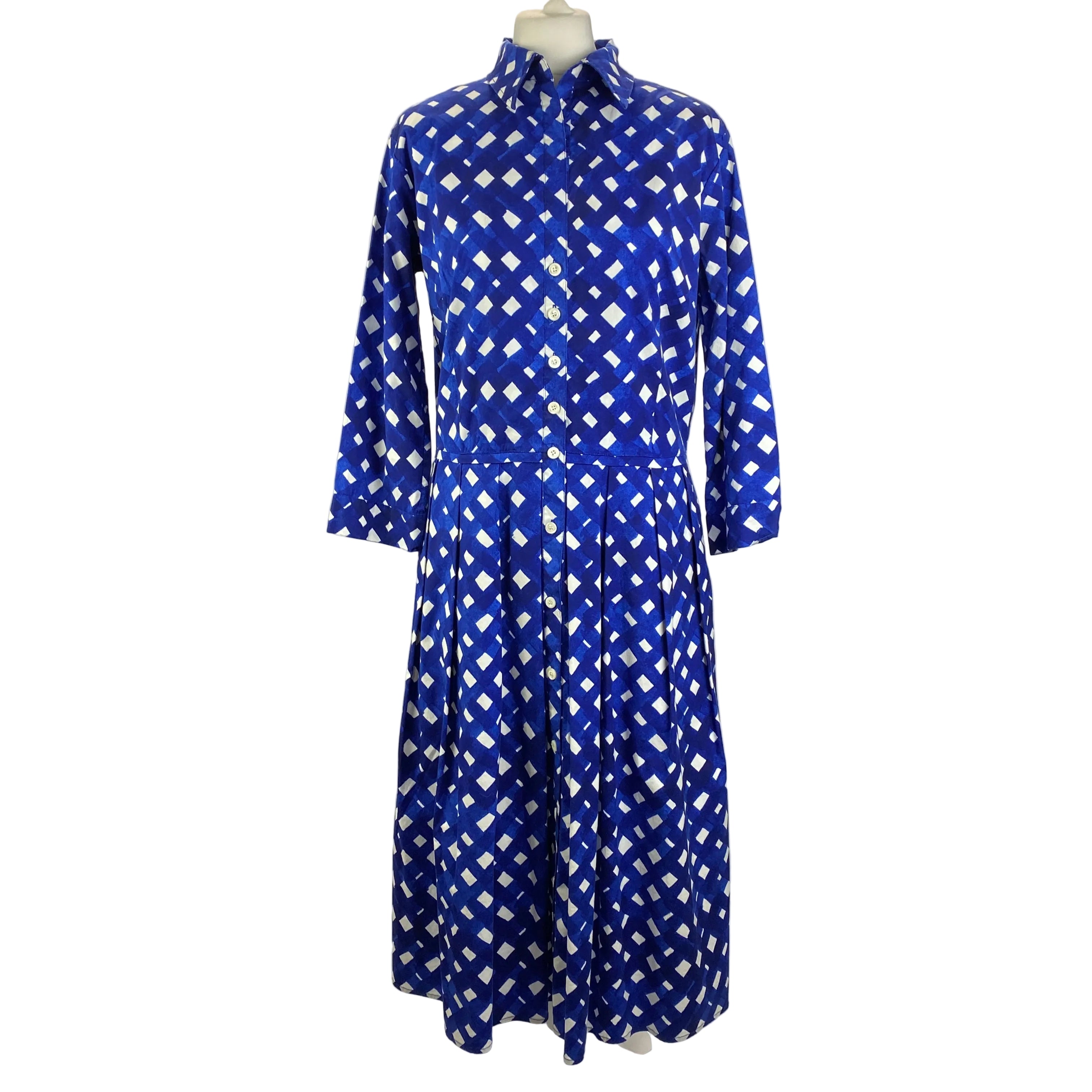 Samantha Sung £811 Blue Check Terry Shirt Dress XL