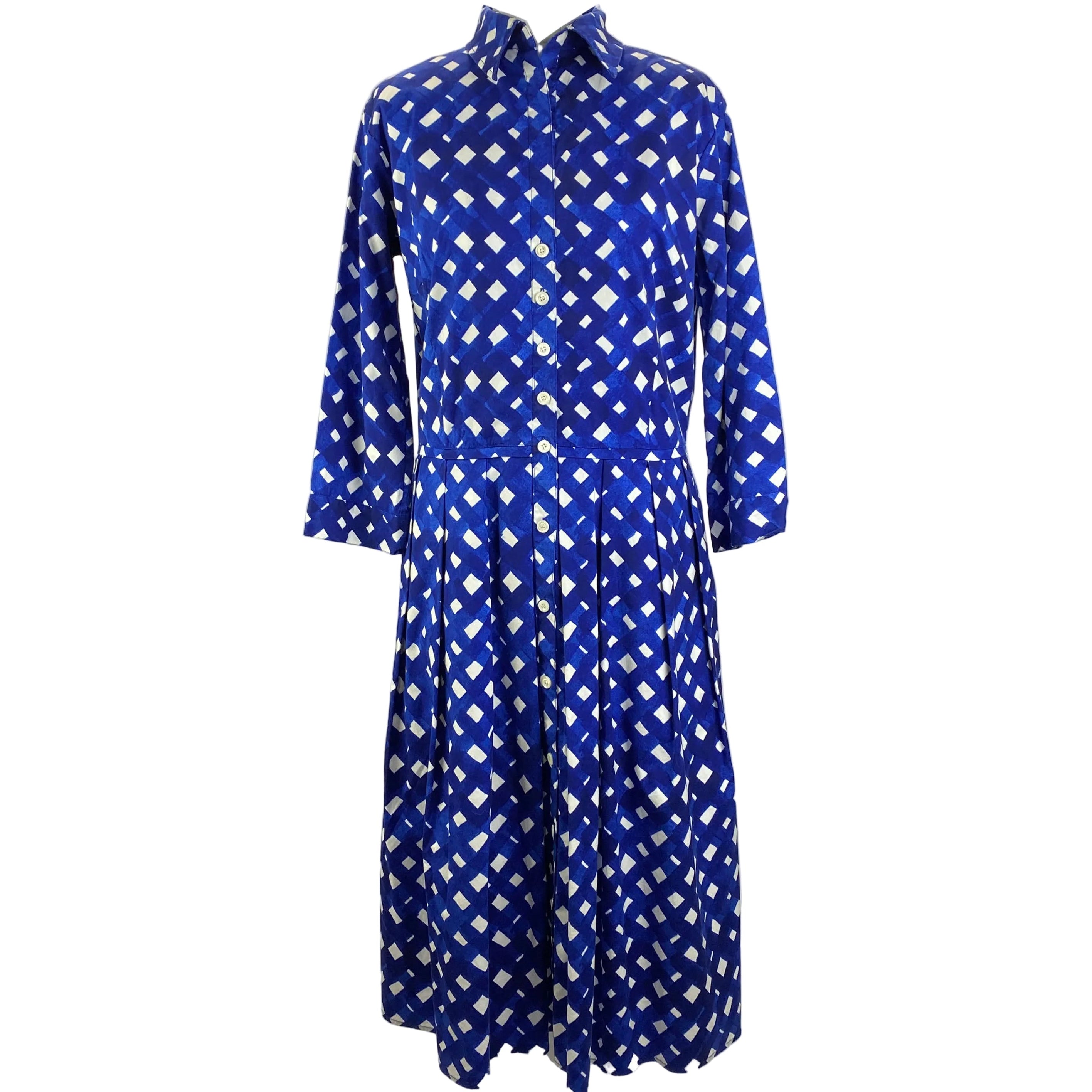 Samantha Sung £811 Blue Check Terry Dress Shirt XL