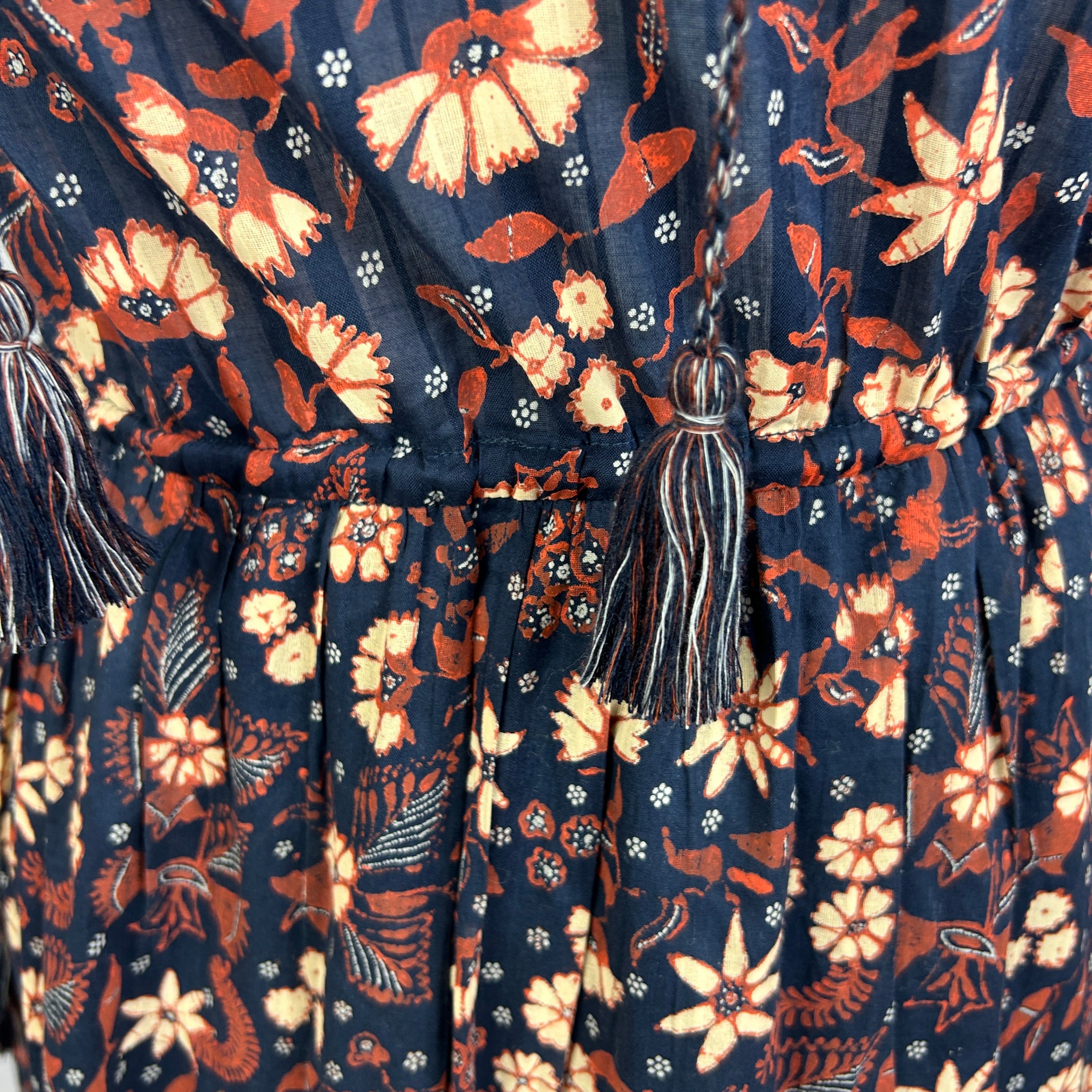 Ulla Johnson New Navy & Terracotta Batik Cotton Dress XS