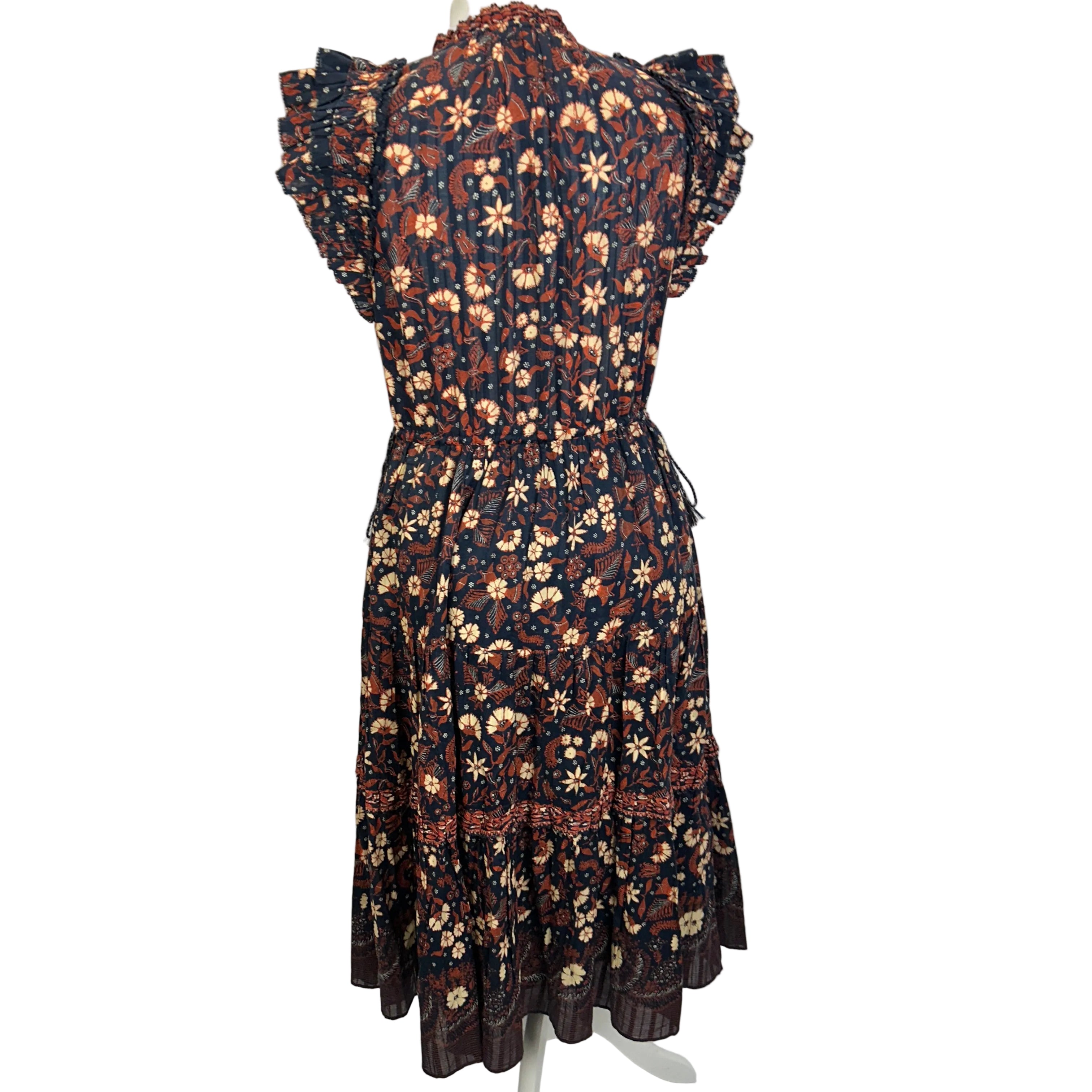 Ulla Johnson New Navy & Terracotta Batik Cotton Dress XS