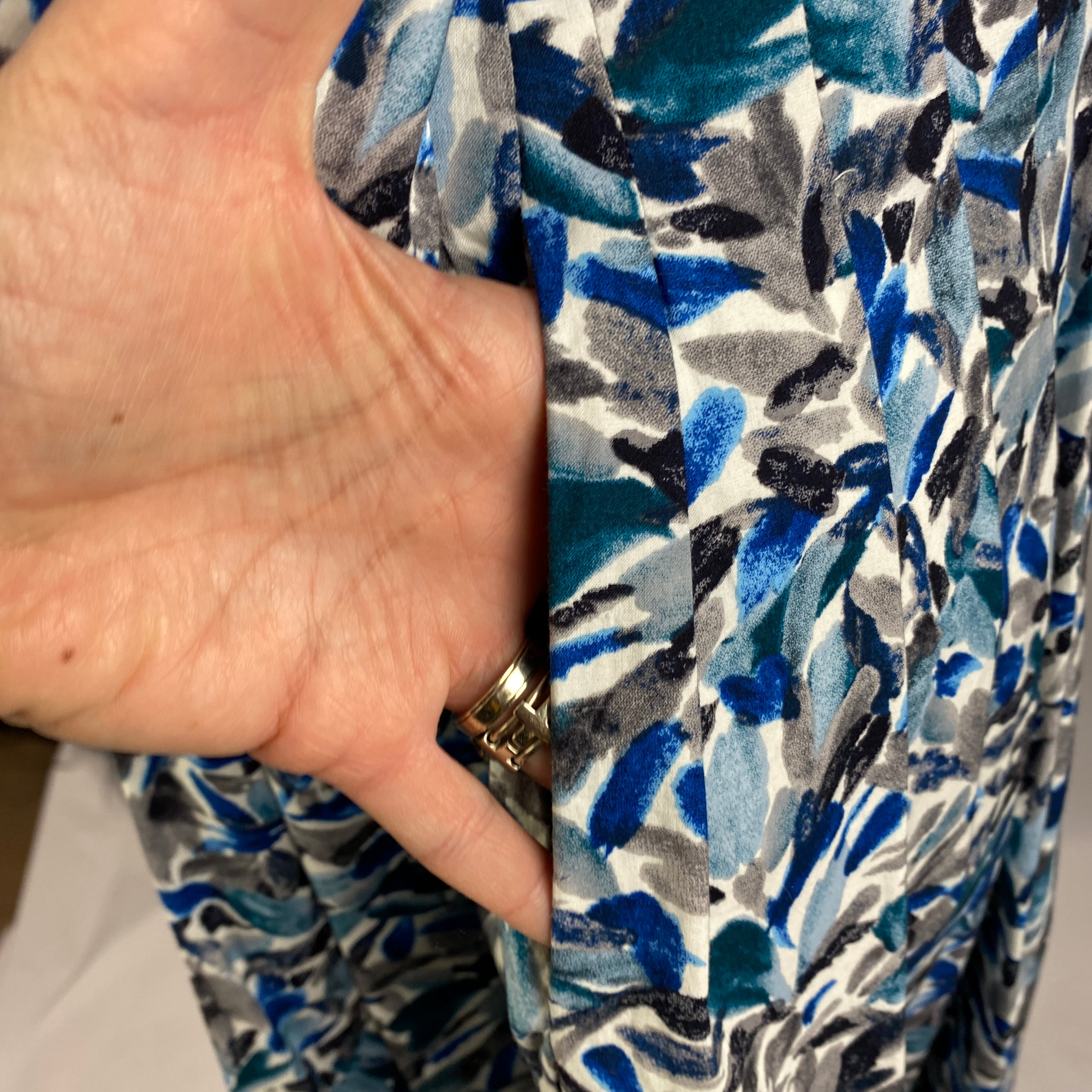 Samantha Sung £1450 Blue Teal Aster Floral Shirtdress XL Dress