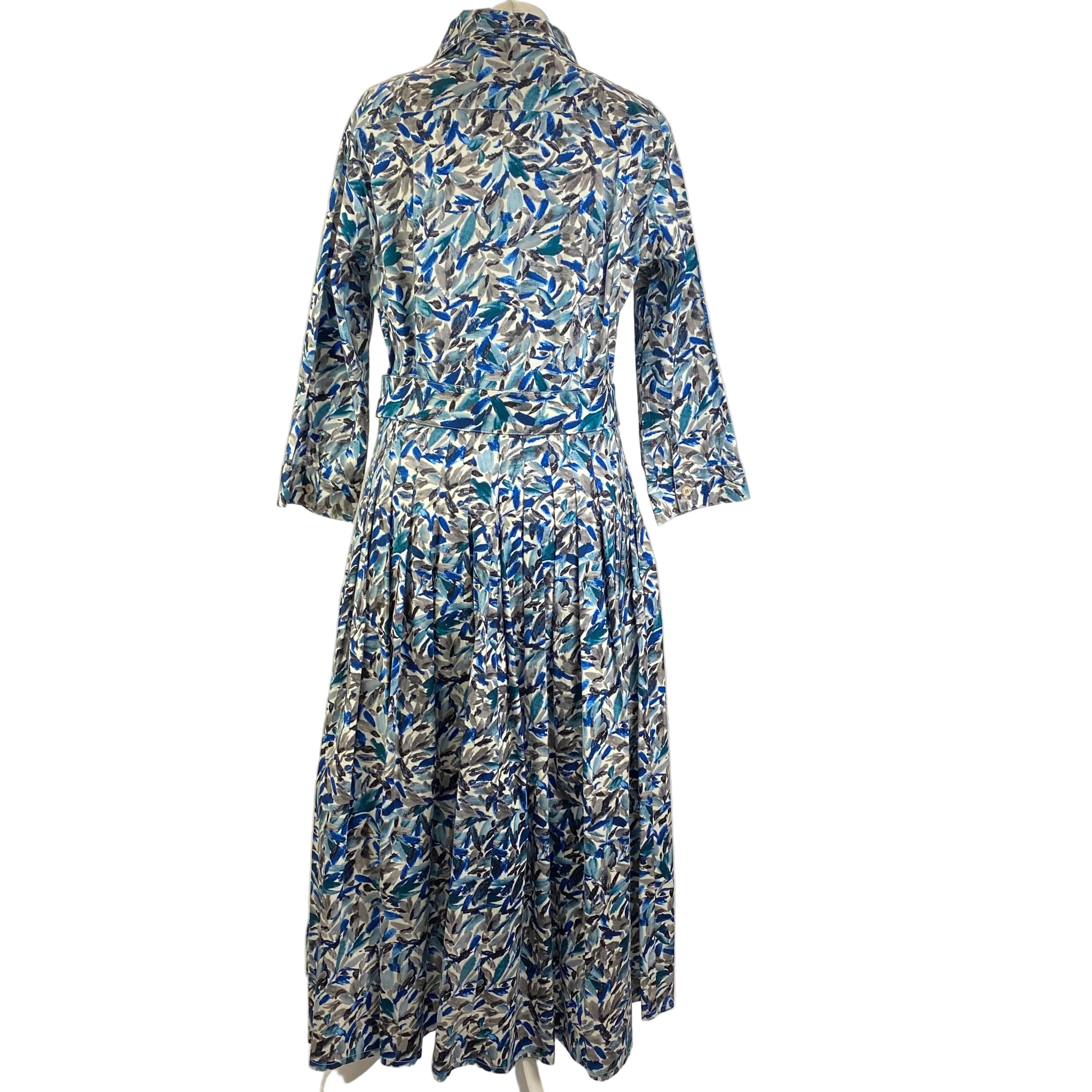 Samantha Sung £1450 Blue Teal Aster Floral Shirt Dress XL