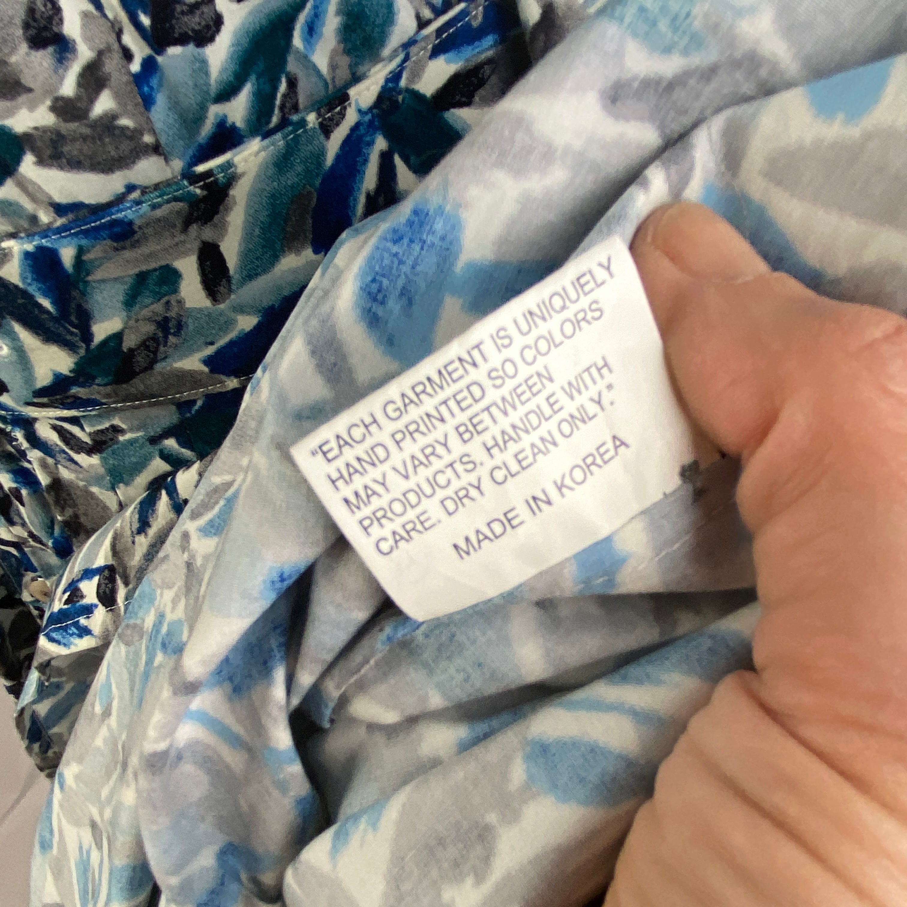 Samantha Sung £1450 Blue Teal Aster Floral Shirtdress XL Dress