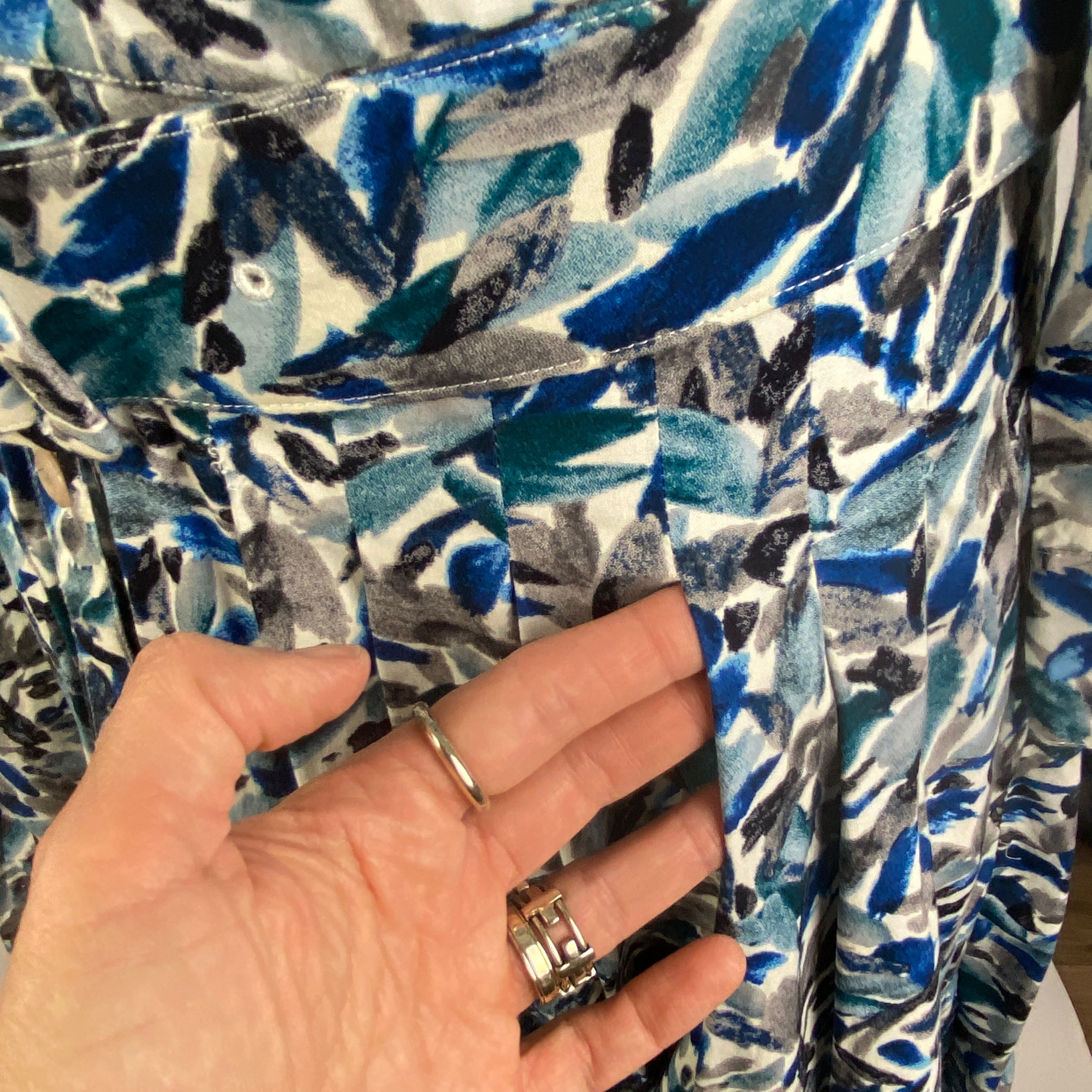 Samantha Sung £1450 Blue Teal Aster Floral Shirtdress XL Dress
