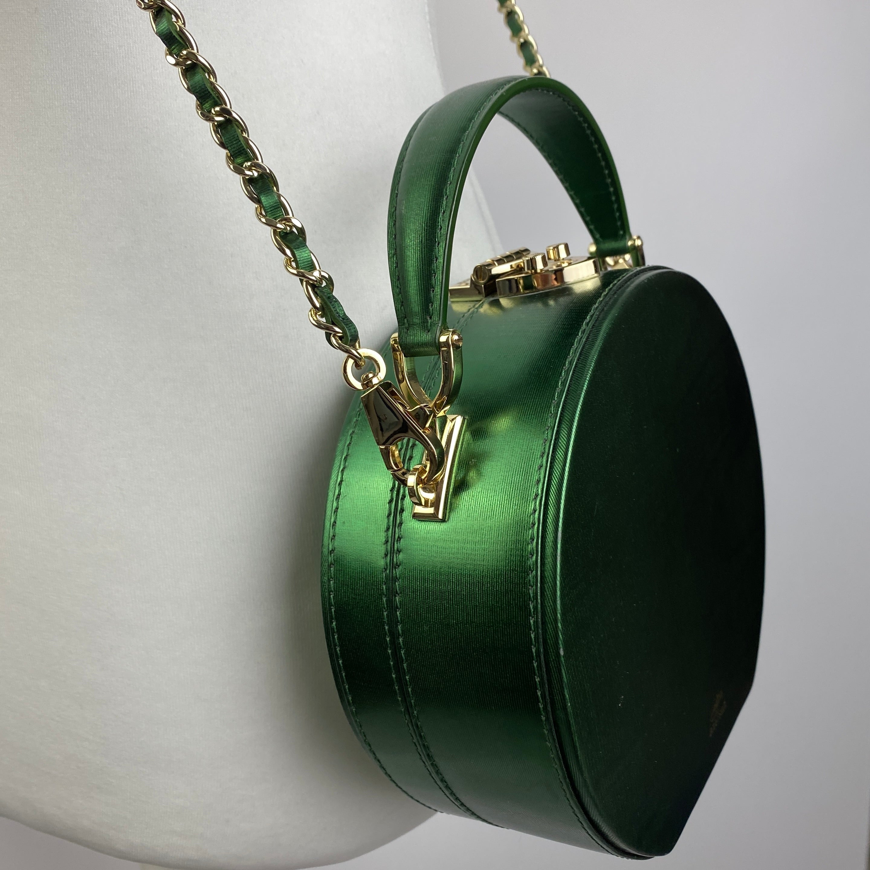 Aspinal of London x Giles New £650 Evergreen Hat Box Bag