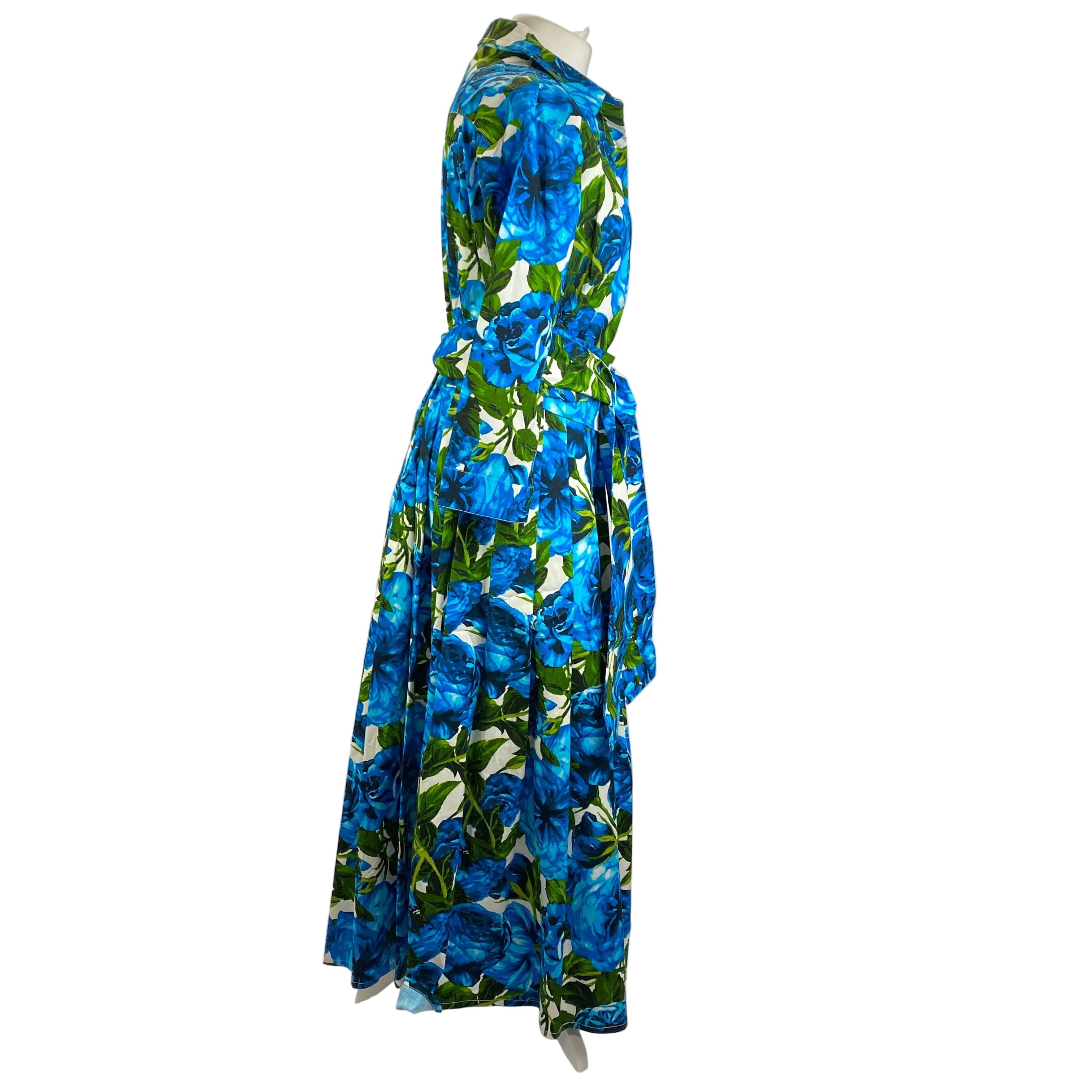 Samantha Sung £1450 Blue & Green Peony Bloom Audrey Shirt Dress XL