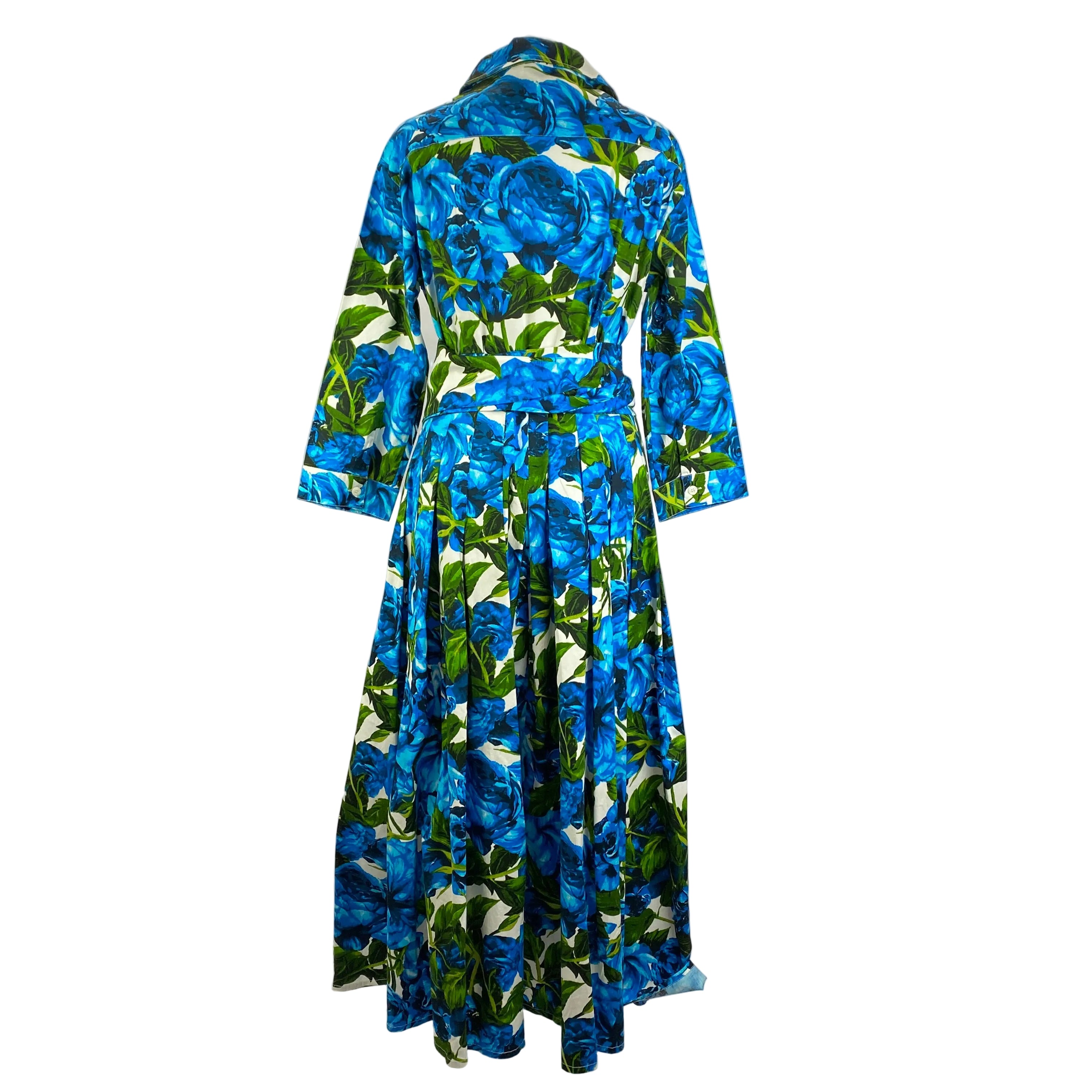 Samantha Sung £1450 Blue & Green Peony Bloom Audrey Shirt Dress XL