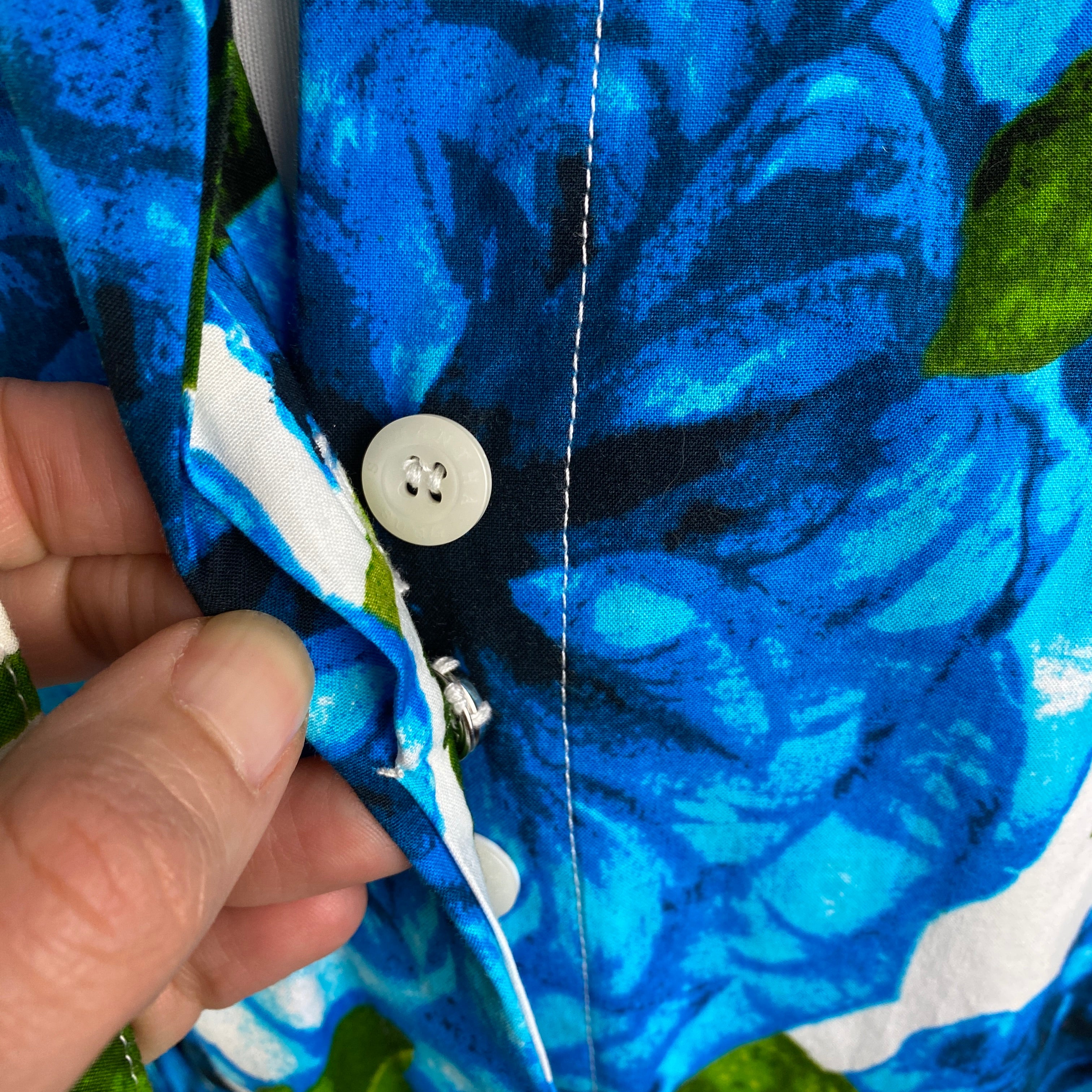 Samantha Sung £1450 Blue & Green Peony Bloom Audrey Shirt Dress XL