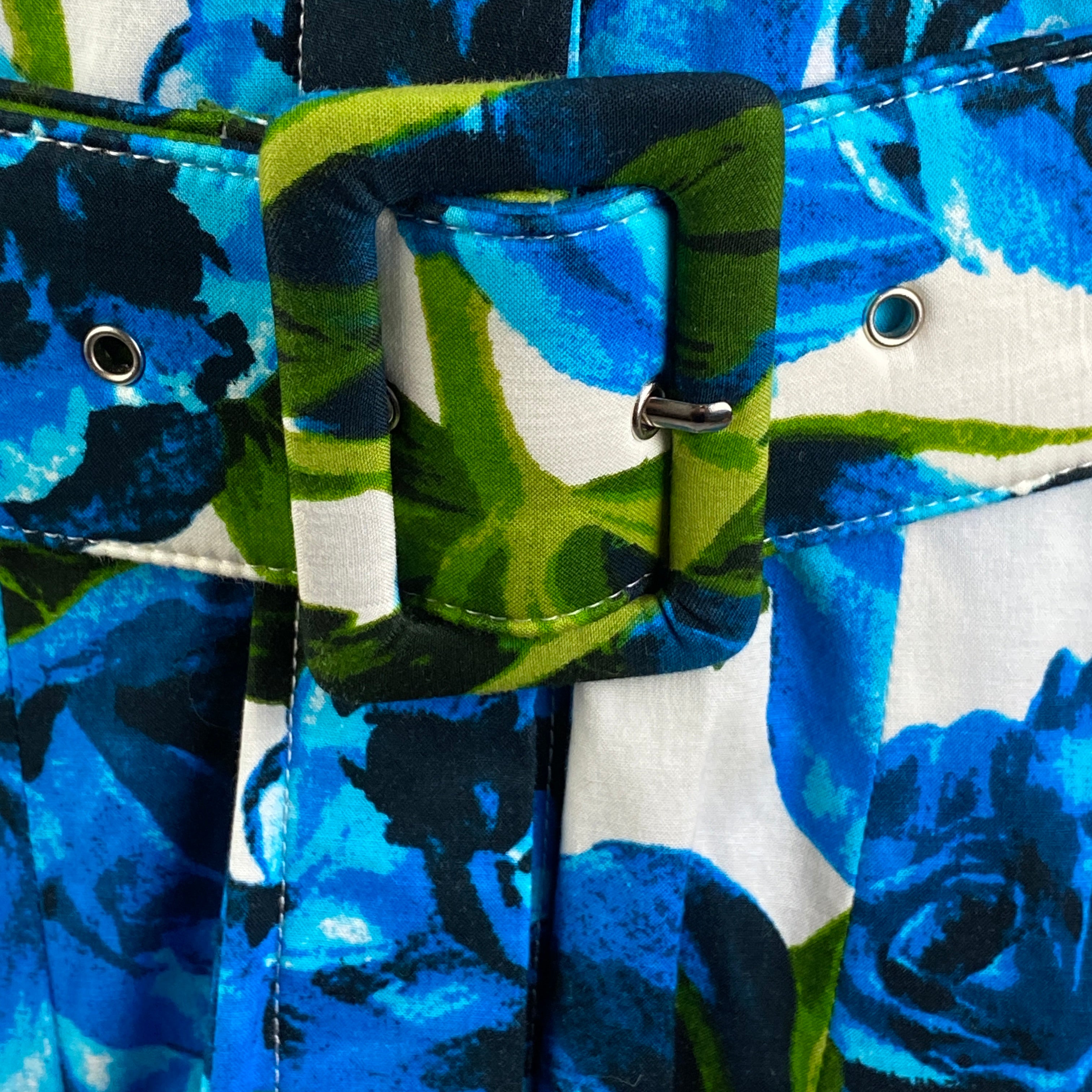 Samantha Sung £1450 Blue & Green Peony Bloom Audrey Shirt Dress XL