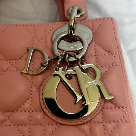 Christian Dior £4200 Baby Pink Cannage Lady Dior Mini Bag