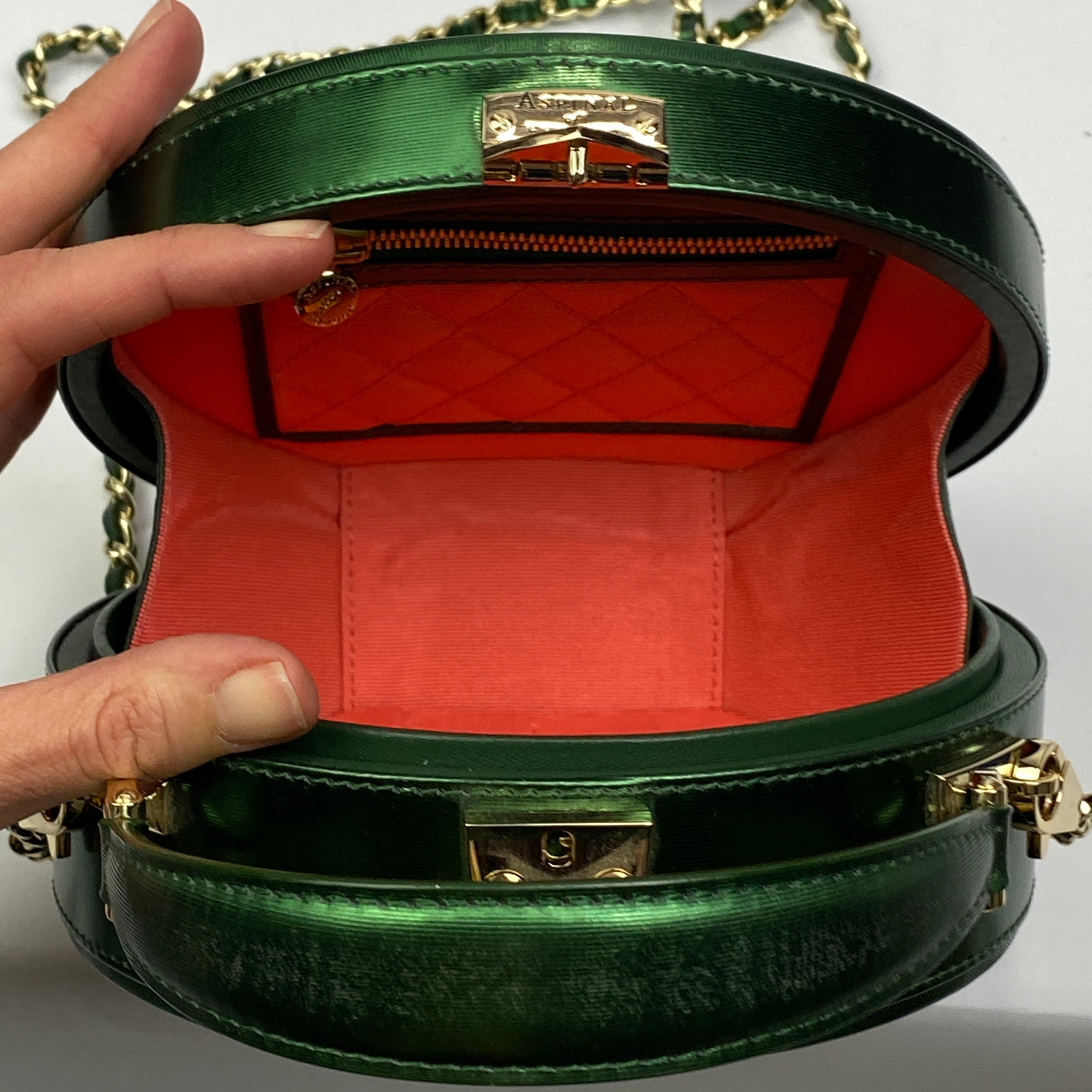 Aspinal of London x Giles New £650 Evergreen Hat Box Bag