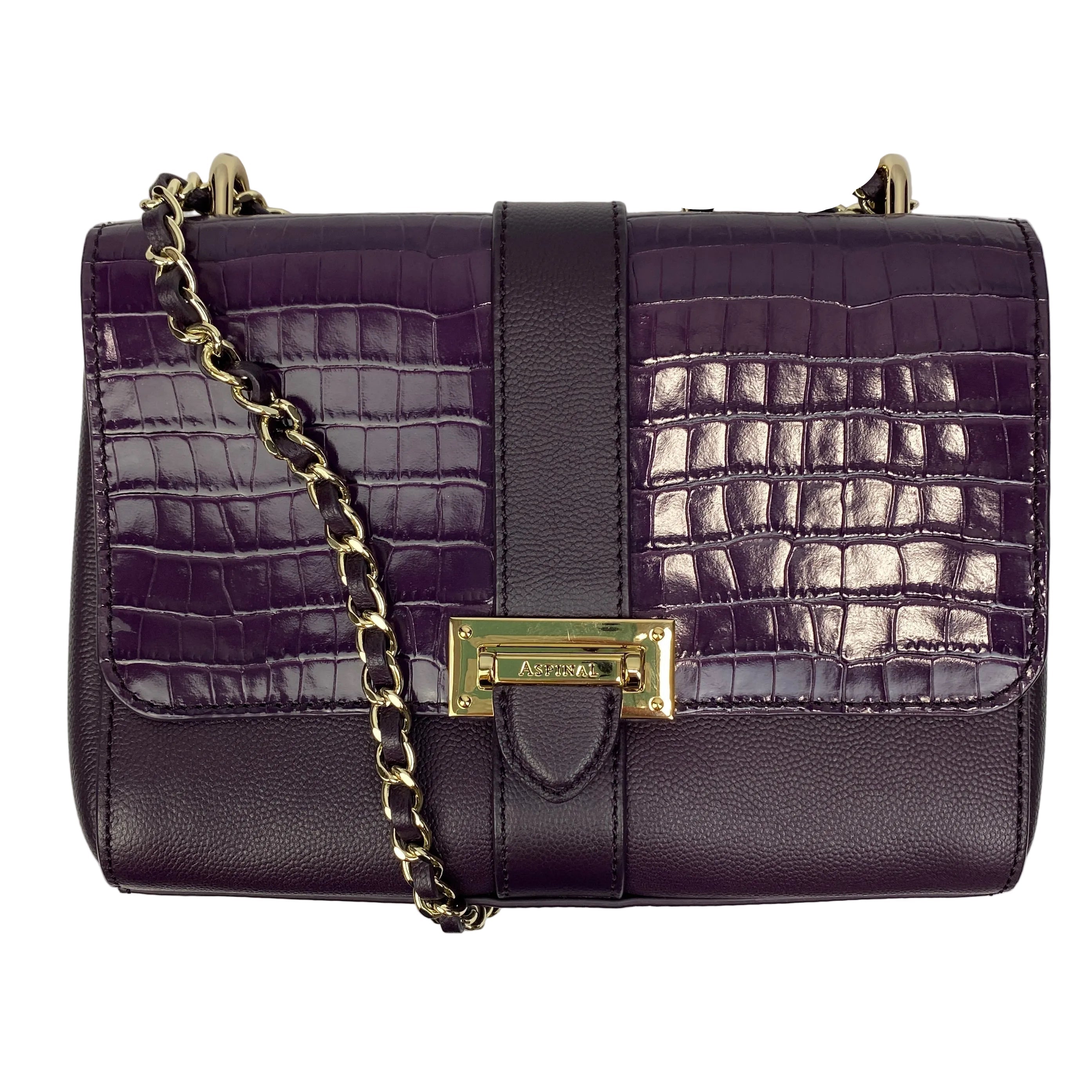 Aspinal of London New £495 Purple Medium Lottie Shoulderbag