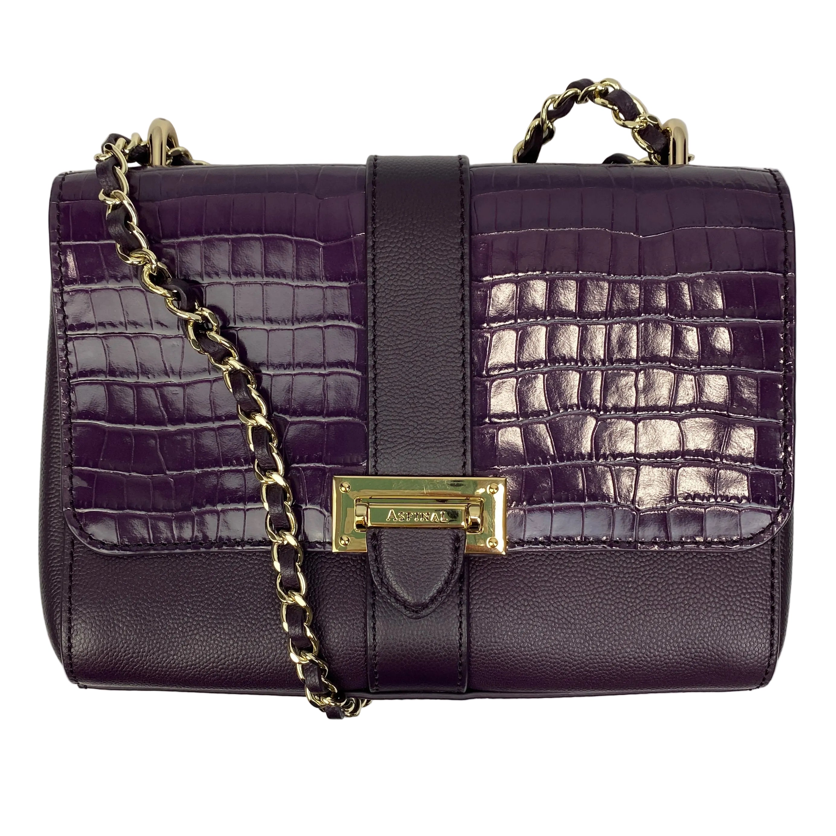 Aspinal of London New £495 Purple Medium Lottie Shoulderbag