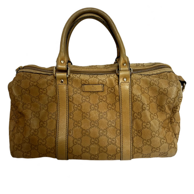 Gucci Sand GG Embossed Leather Small Boston Bag