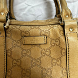 Gucci Sand GG Embossed Leather Small Boston Bag