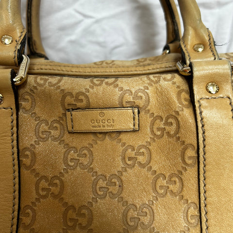 Gucci Sand GG Embossed Leather Small Boston Bag