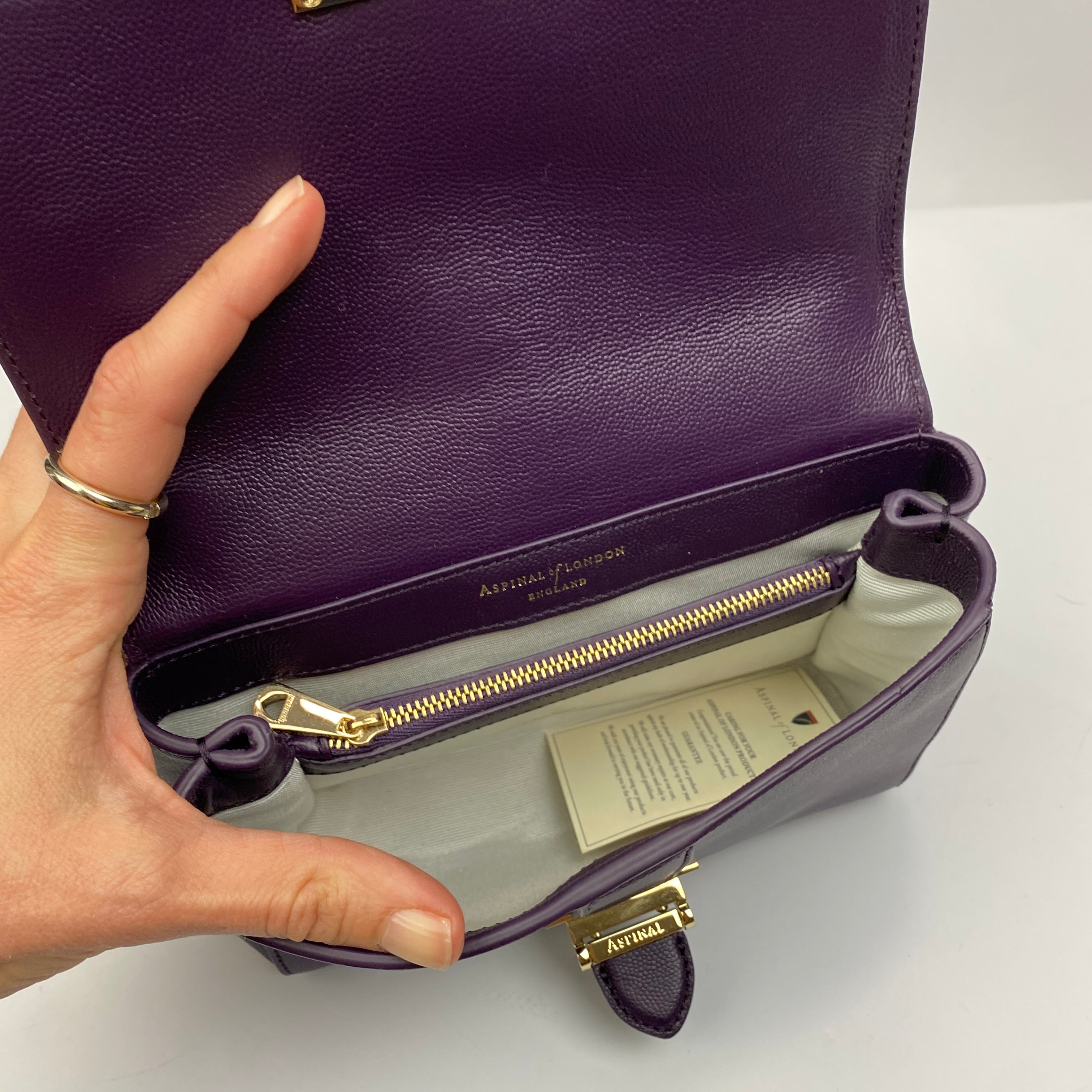 Aspinal of London New £495 Purple Medium Lottie Shoulderbag