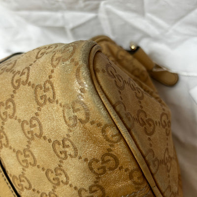 Gucci Sand GG Embossed Leather Small Boston Bag