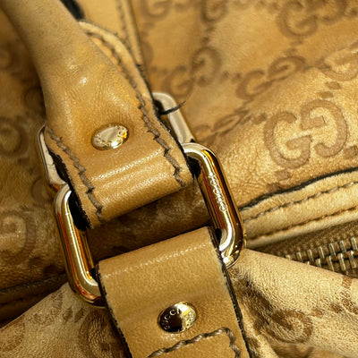 Gucci Sand GG Embossed Leather Small Boston Bag