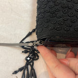 Dries Van Noten Black Patent Leather & Jet Bead Evening Bag