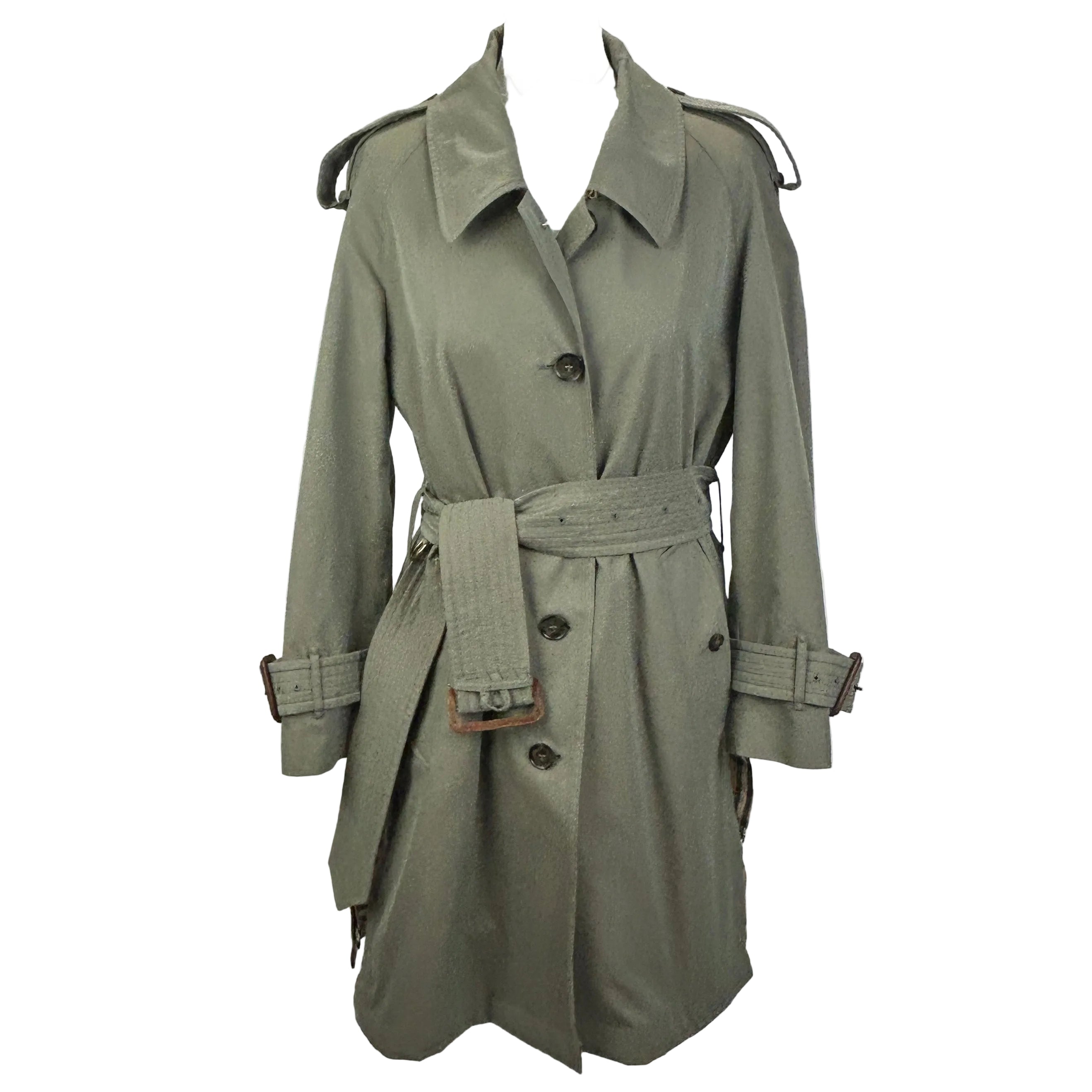 Burberry Rare Olive Side Slit Trench Coat XS/S