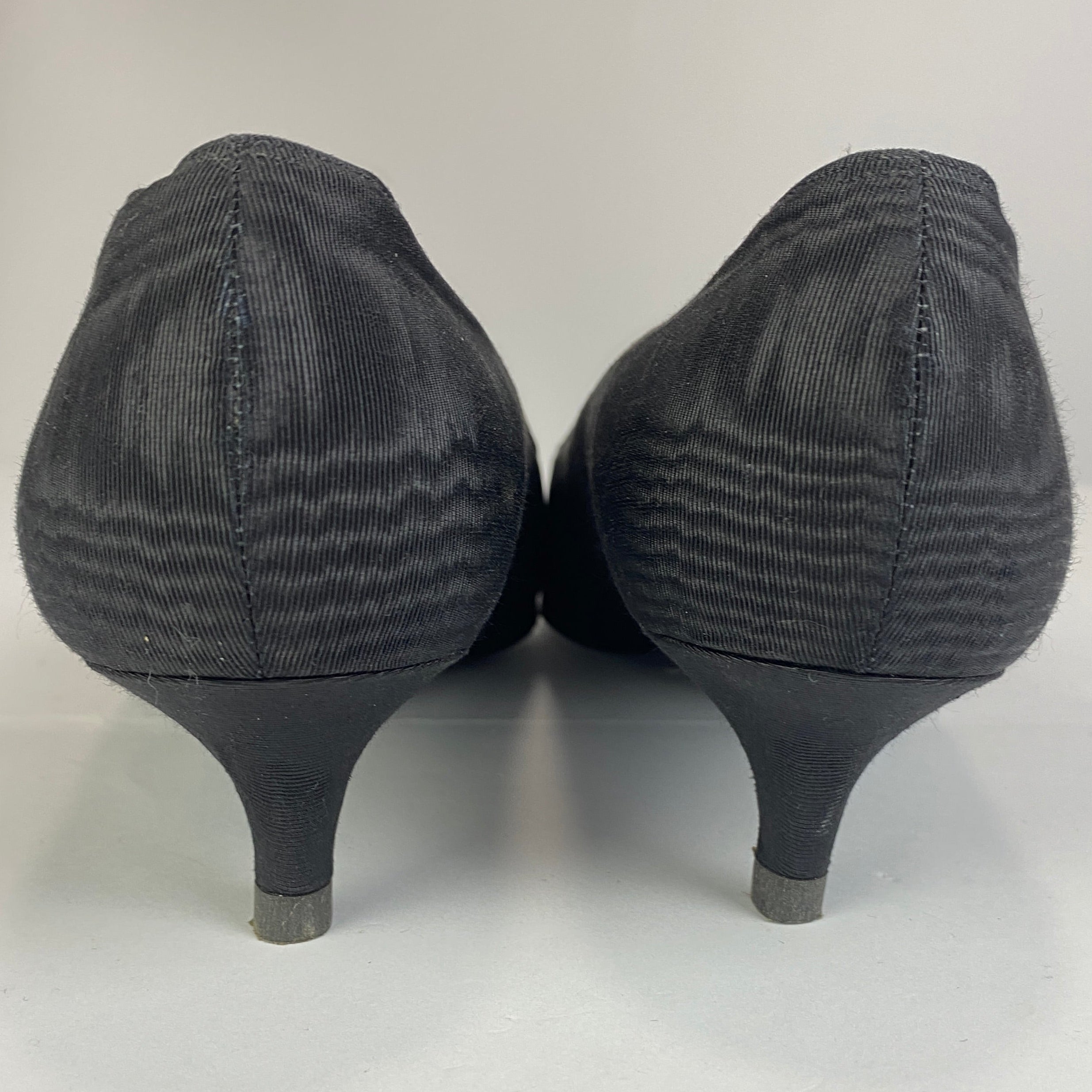 Chanel Black Satin Kitten Heel Court Shoes 37