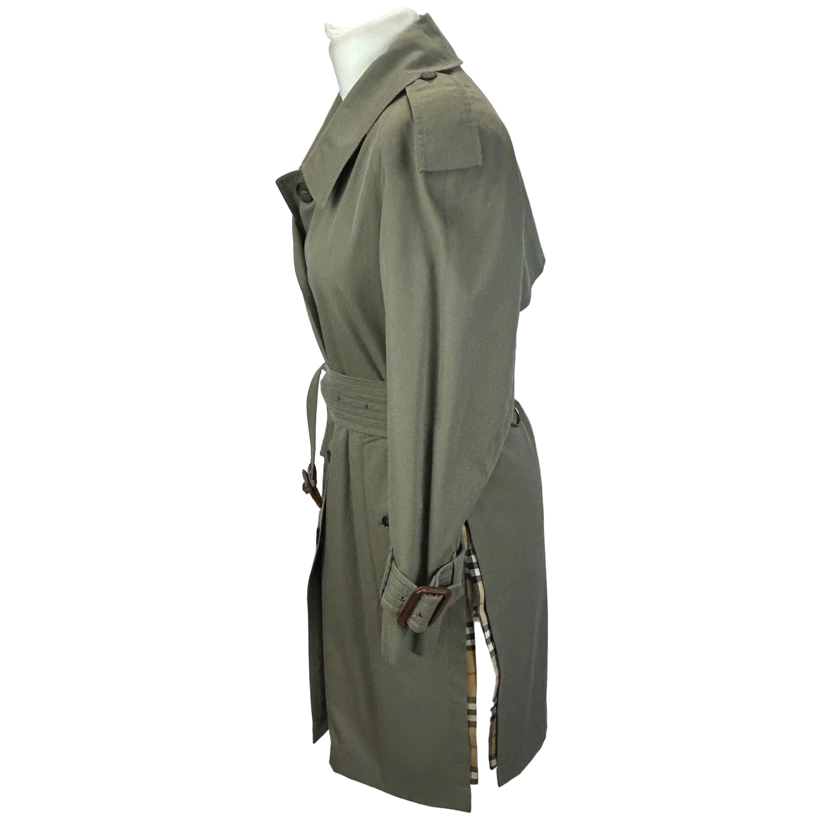 Burberry Rare Olive Side Slit Trench Coat XS/S