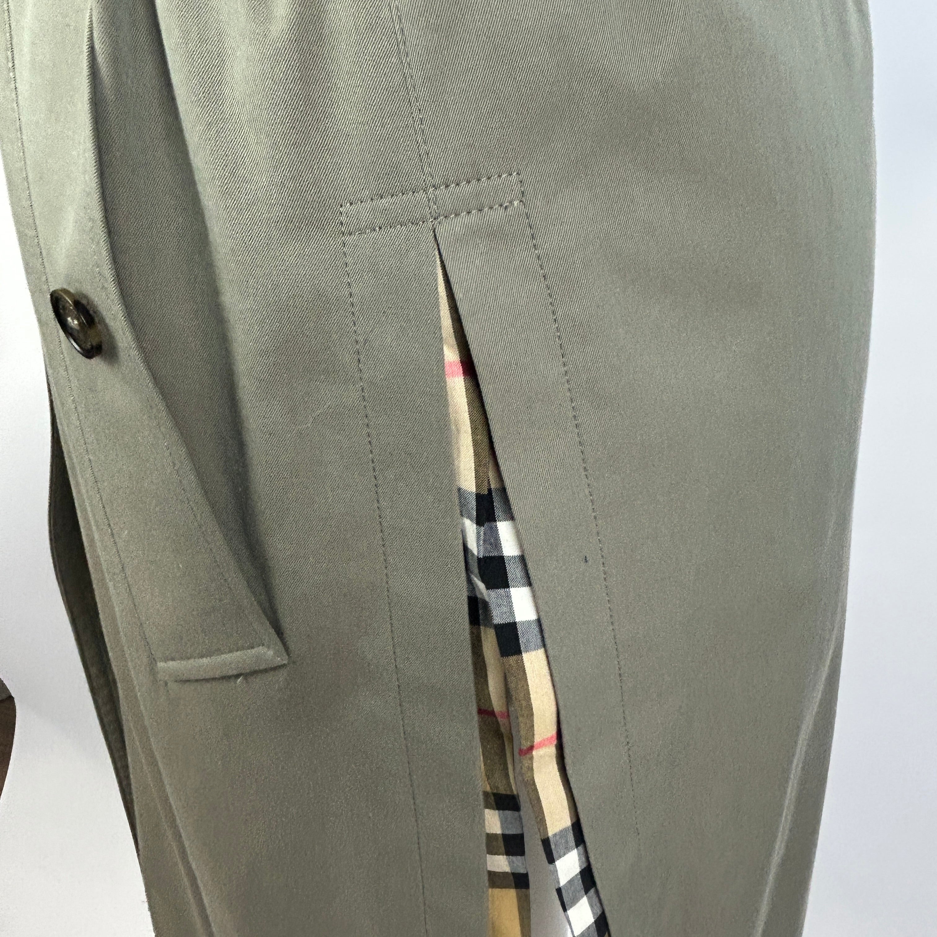 Burberry Rare Olive Side Slit Trench Coat XS/S