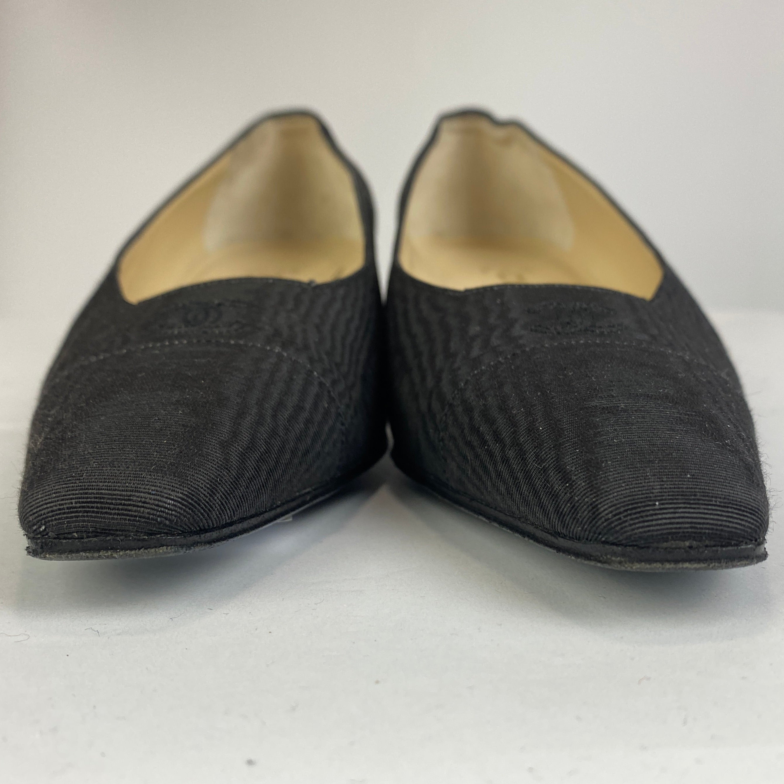 Chanel Black Satin Kitten Heel Court Shoes 37