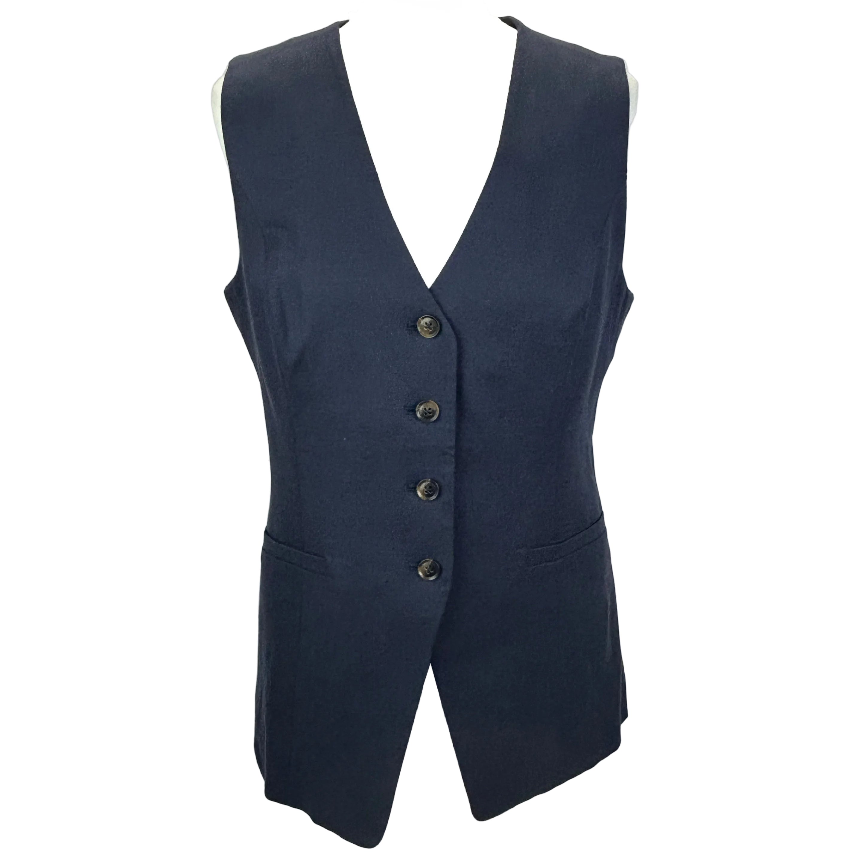 Paige New £280 French Navy Long Waistcoat M