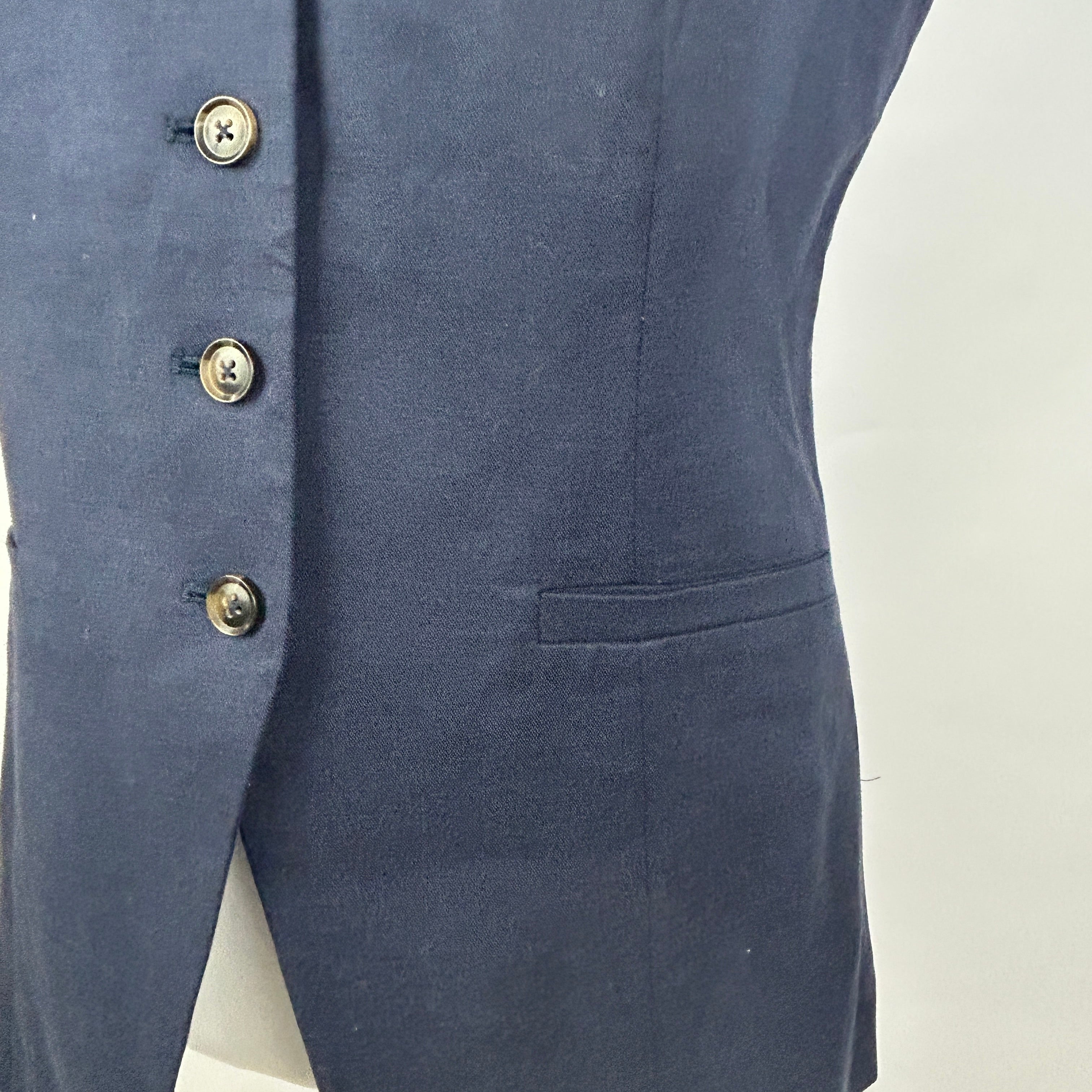 Paige New £280 French Navy Long Waistcoat M