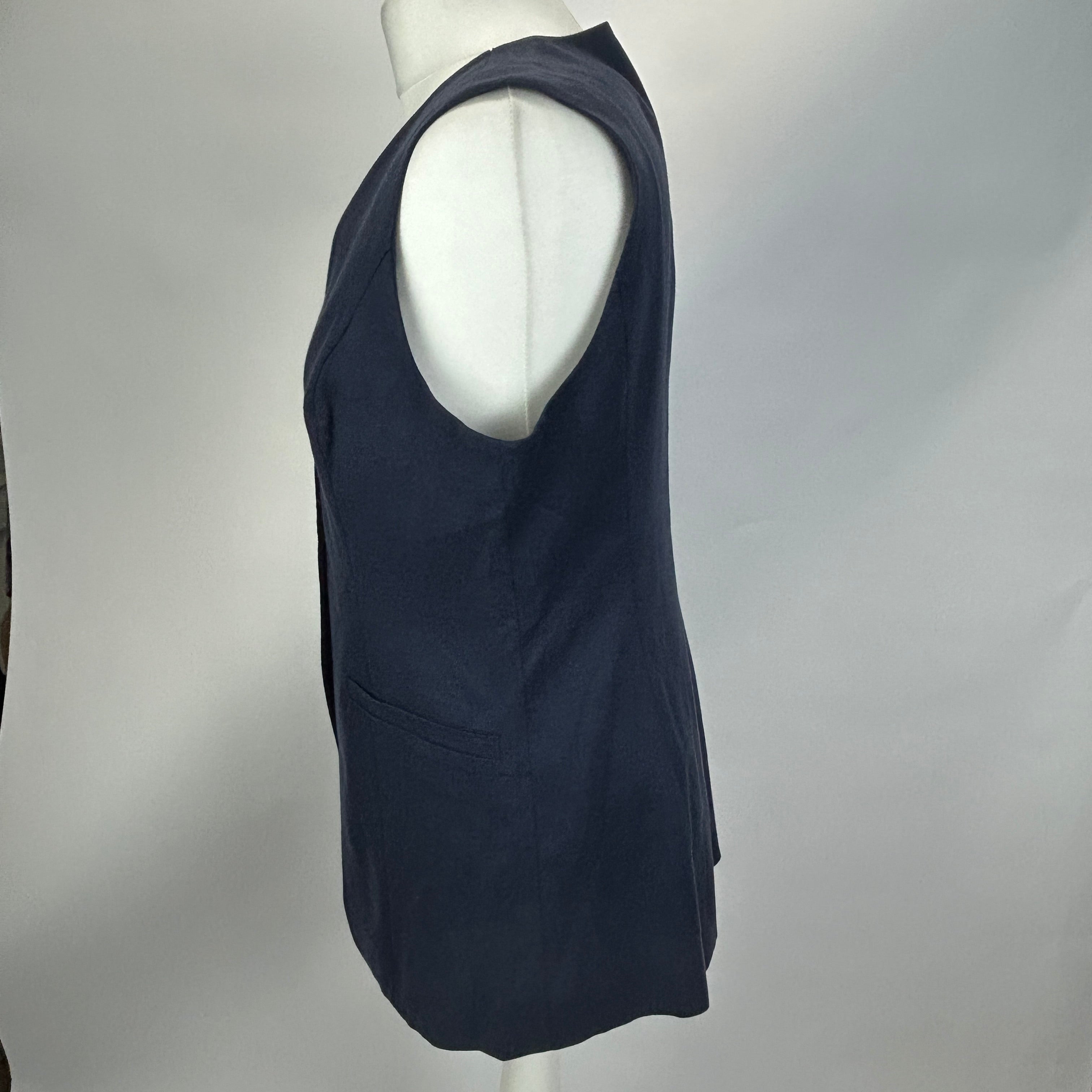 Paige New £280 French Navy Long Waistcoat M
