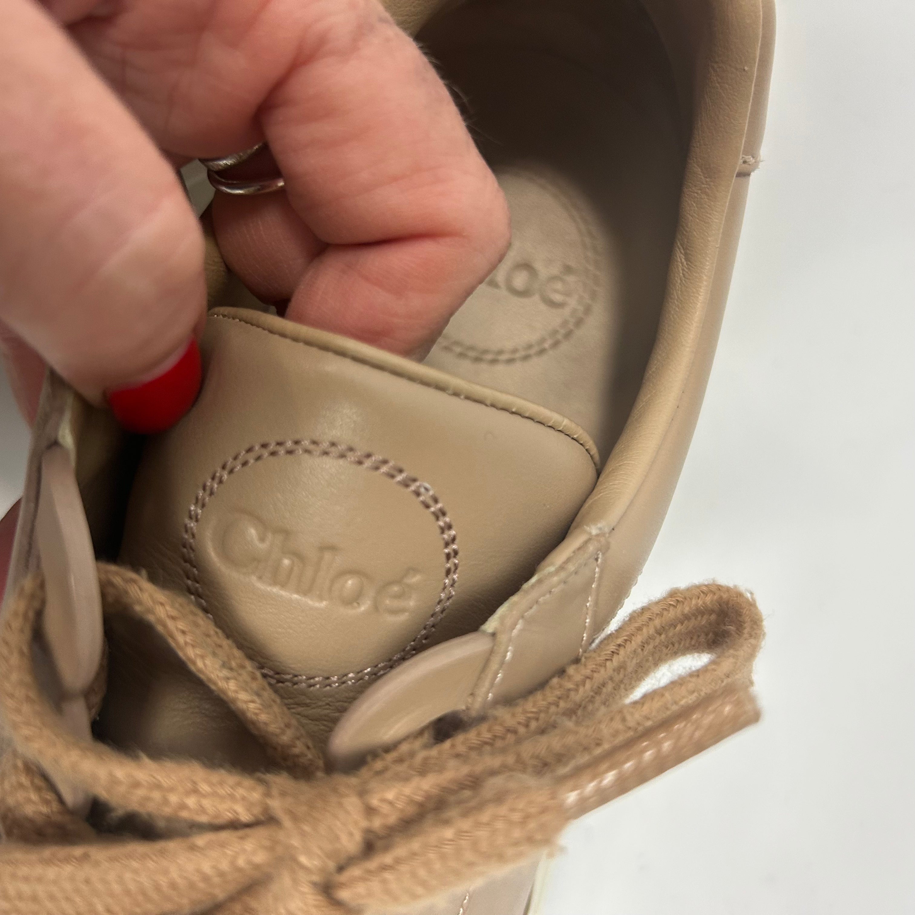 Chloe £450 Pale Coffee Leather Lauren Trainers 41