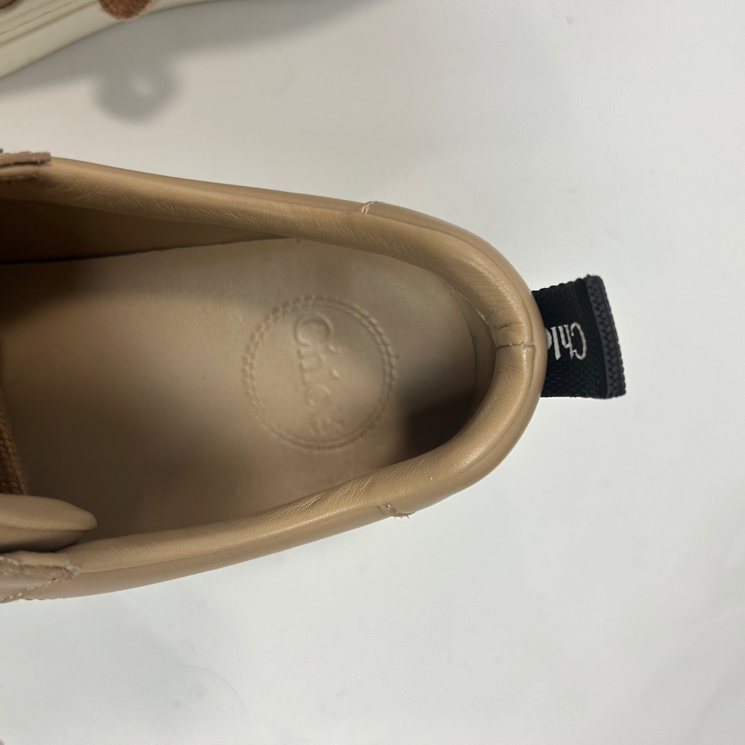 Chloe £450 Pale Coffee Leather Lauren Trainers 41