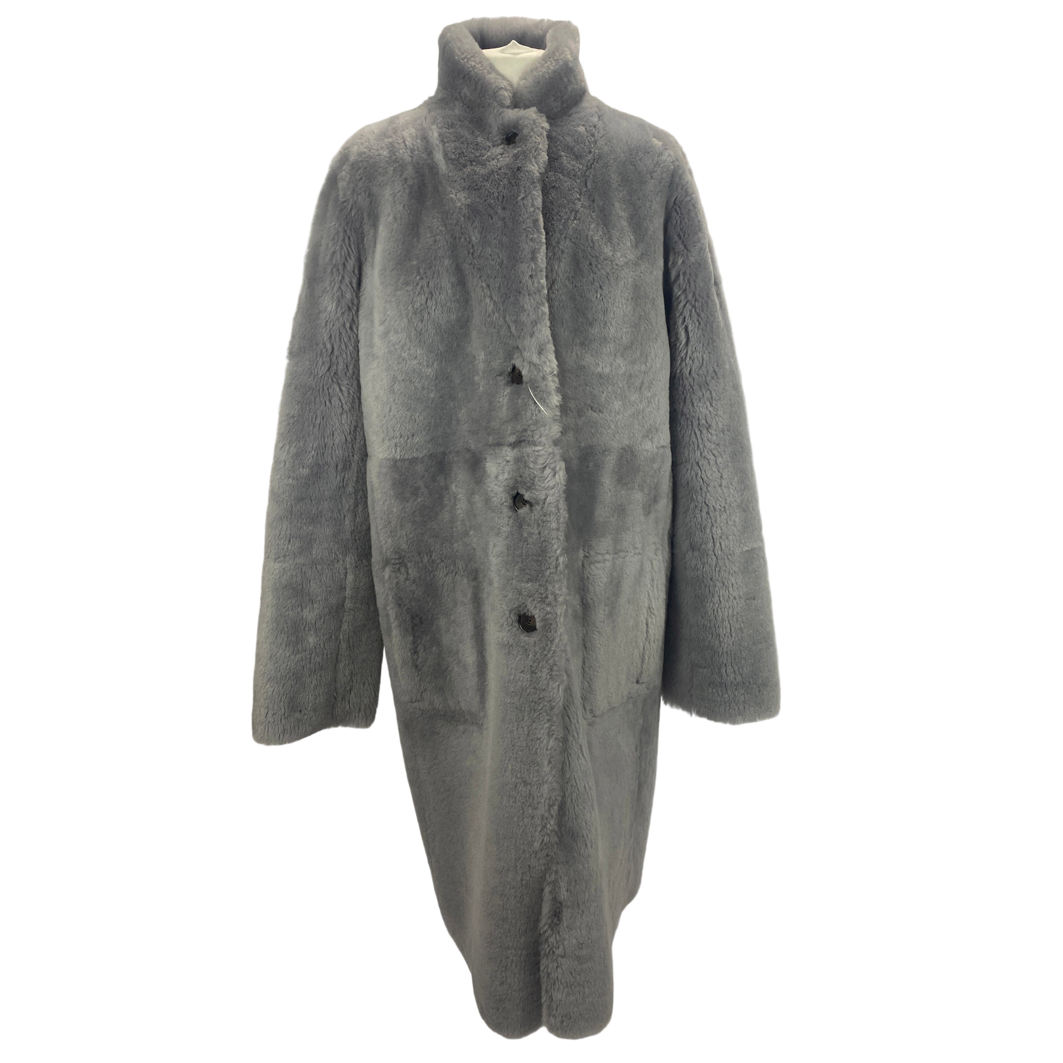 Joseph New £1875 Ice Grey Reversible Shearling Coat M